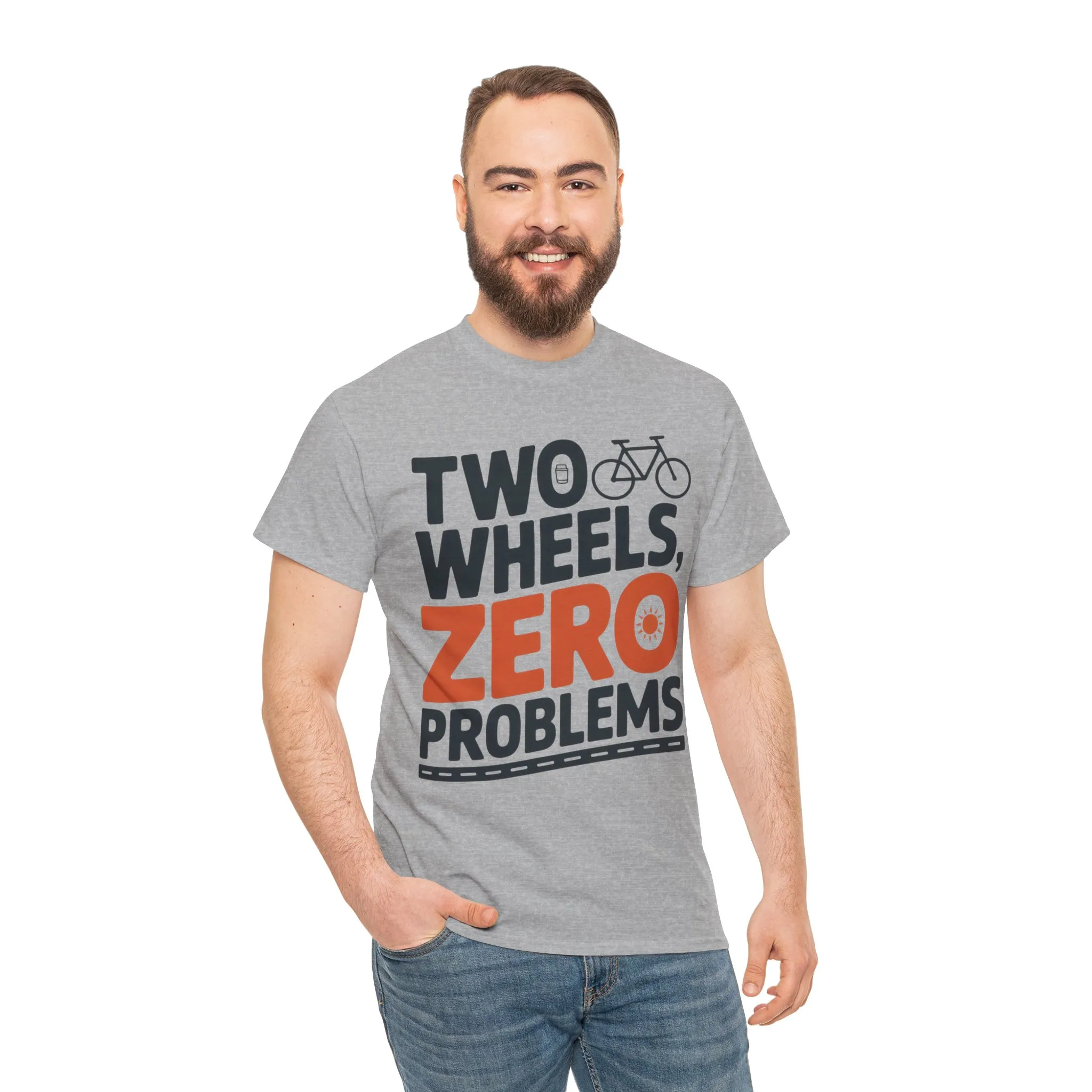 Two Wheels Zero Problems Mens Graphic Biker T-Shirt, Bike Humor Tee, Biker Gift