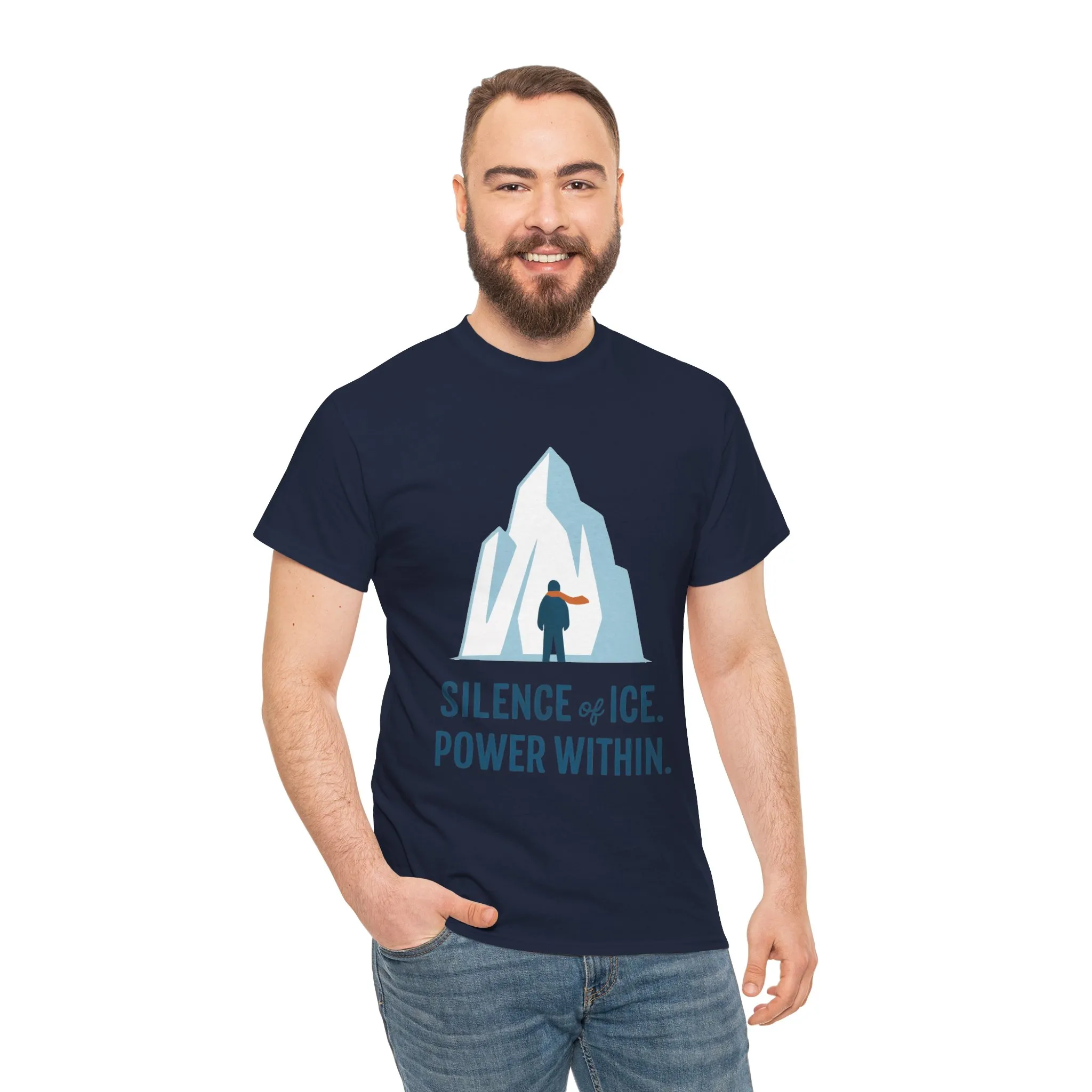 Silence of Ice Power Within Mens T-Shirt, Minimalist Nordic Iceberg Graphic Tee - Image 26