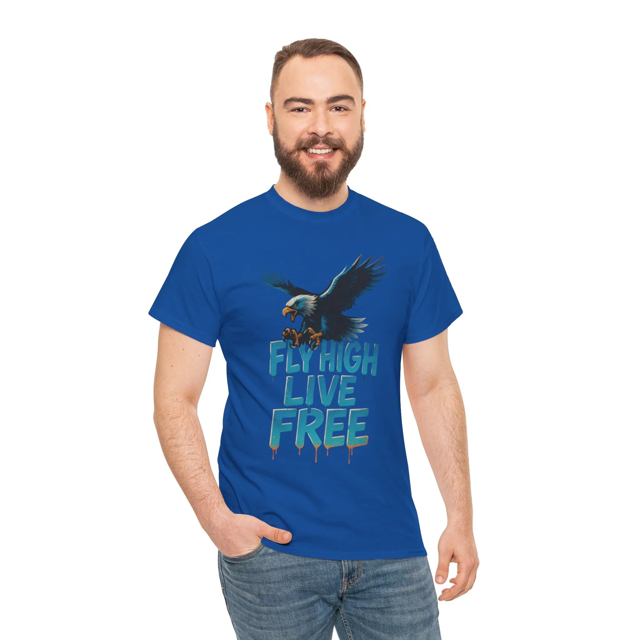 Fly High Live Free Eagle Graphic Mens T-Shirt, Eagle Tee, Fly Free Tee, Wild Flight - Image 23