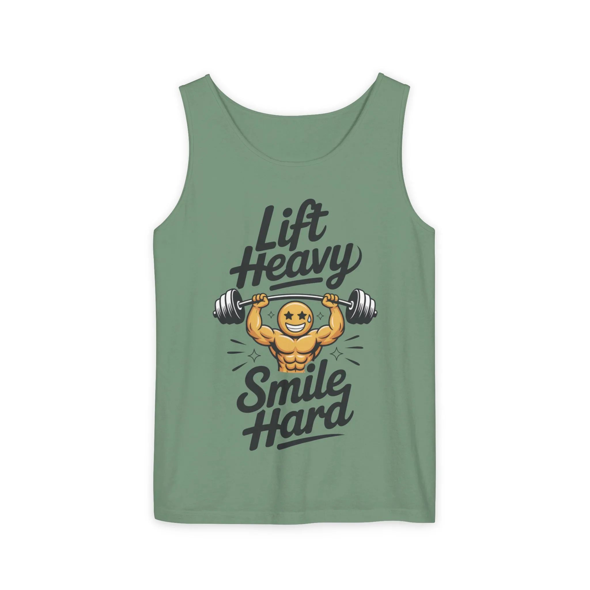 Mens Lift Heavy Smile Hard Tank Top, Funny Gym Workout Fitness Shirt, Mens Funny Gym Tank - Image 2