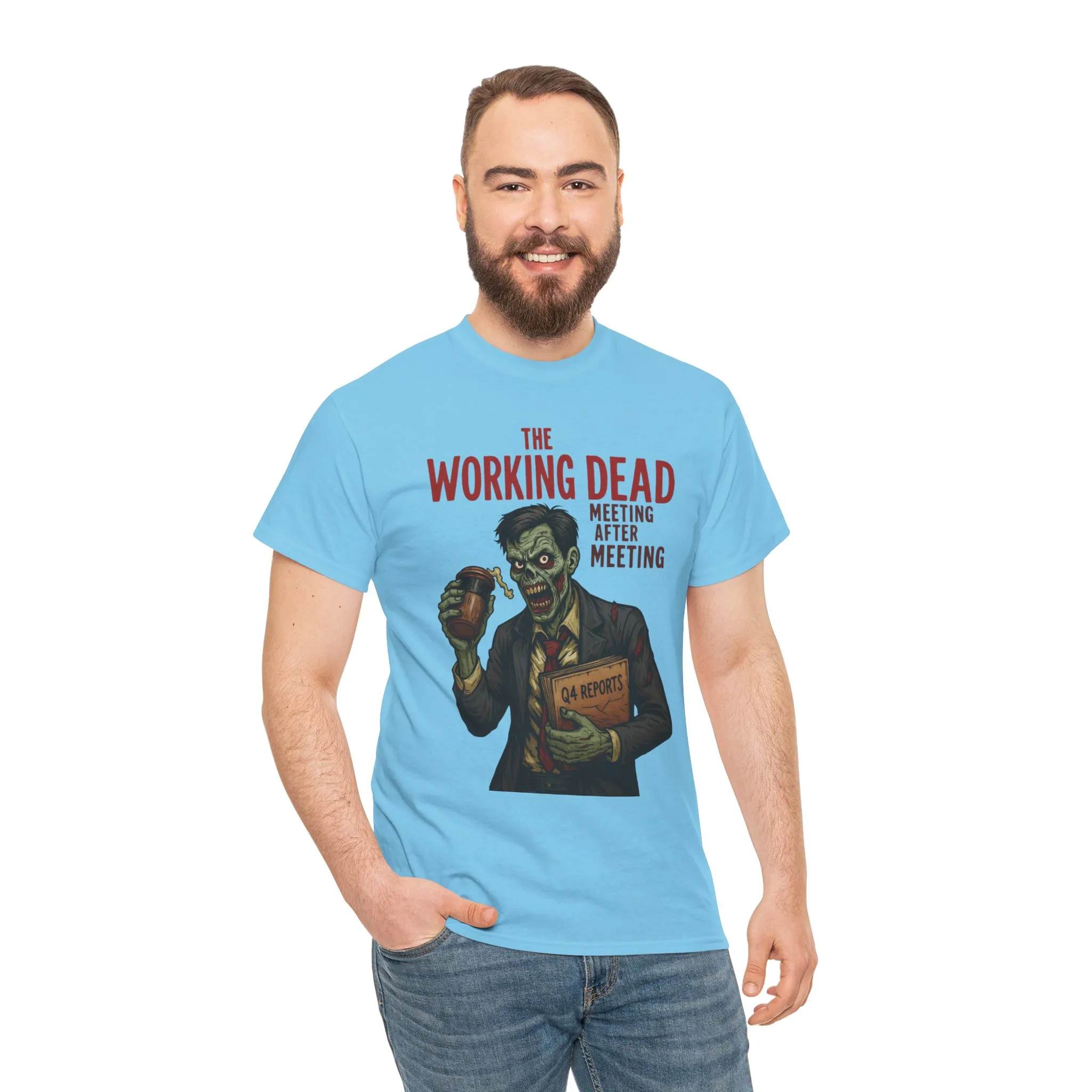 The Working Dead Men's Funny Zombie Work T-Shirt, Office Humor Tee, Meeting Joke Shirt, Halloween Office Tee - Image 22