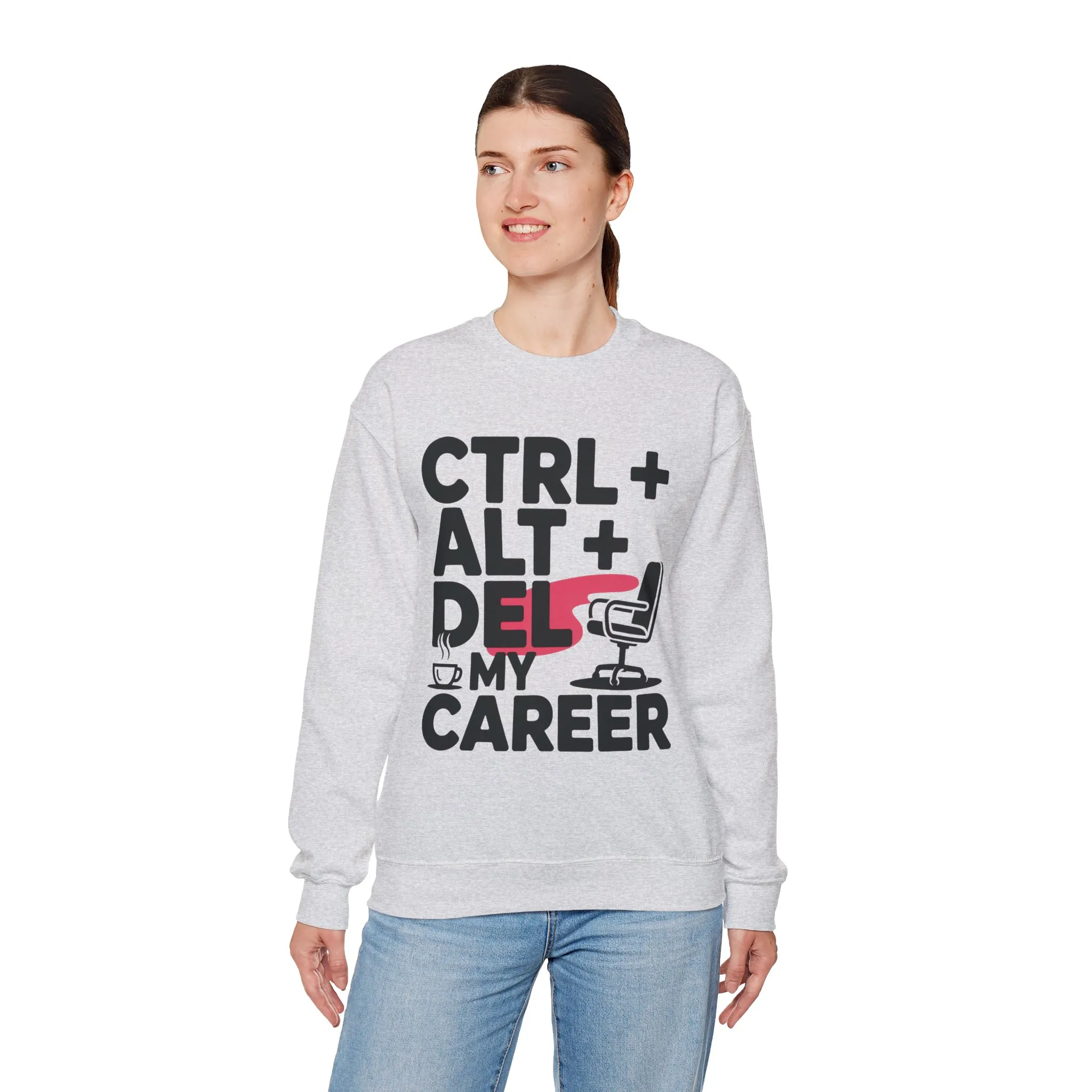 Ctrl Alt Del My Career Sweatshirt, Sarcastic Workwear Graphic Pullover, Funny Office Top, Women's Heavy Blend⢠Crewneck Sweatshirt - Image 6
