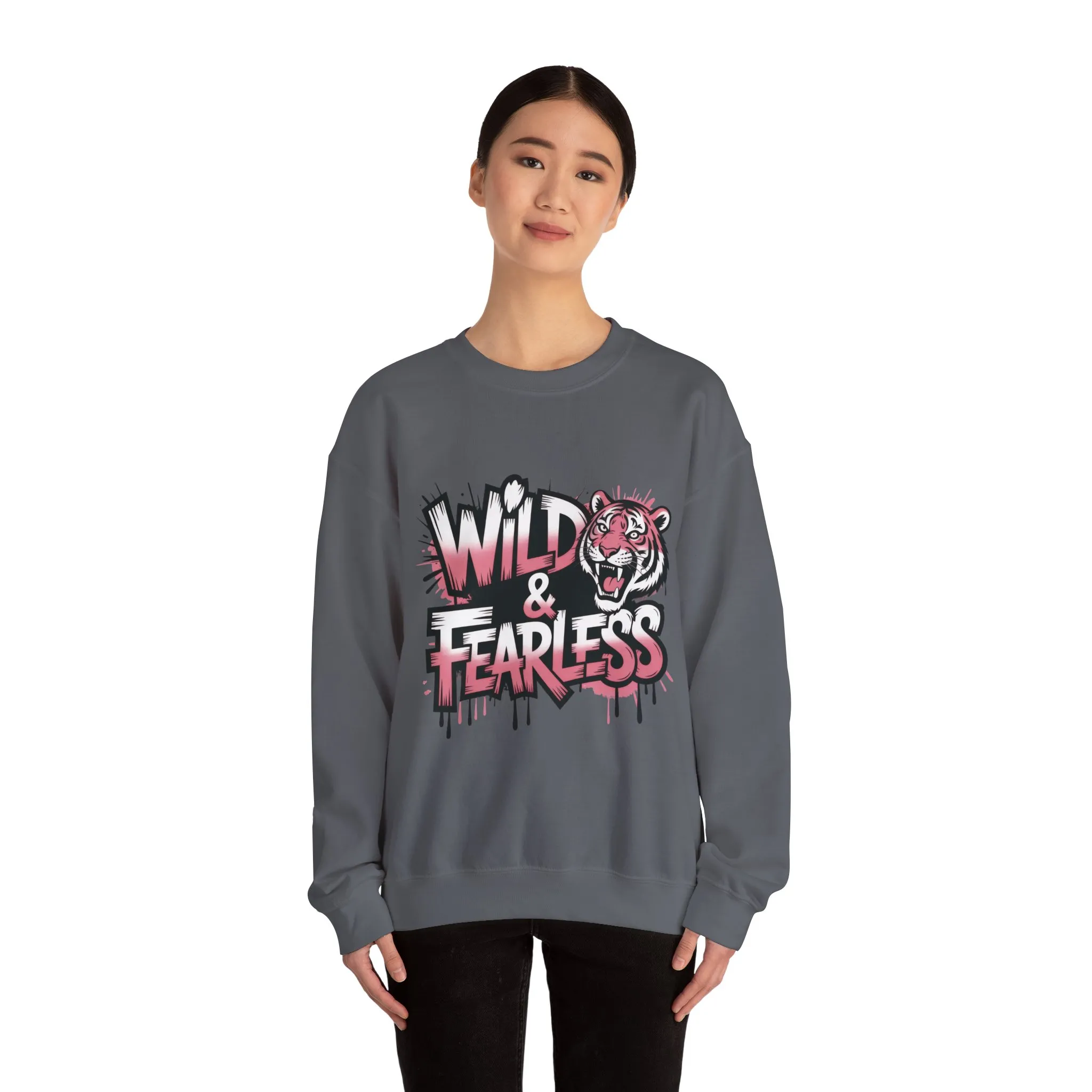 Women's Sweatshirt Wild & Fearless, Tiger Graffiti Graphic Pullover, Bold Urban Streetwear Top - Image 17