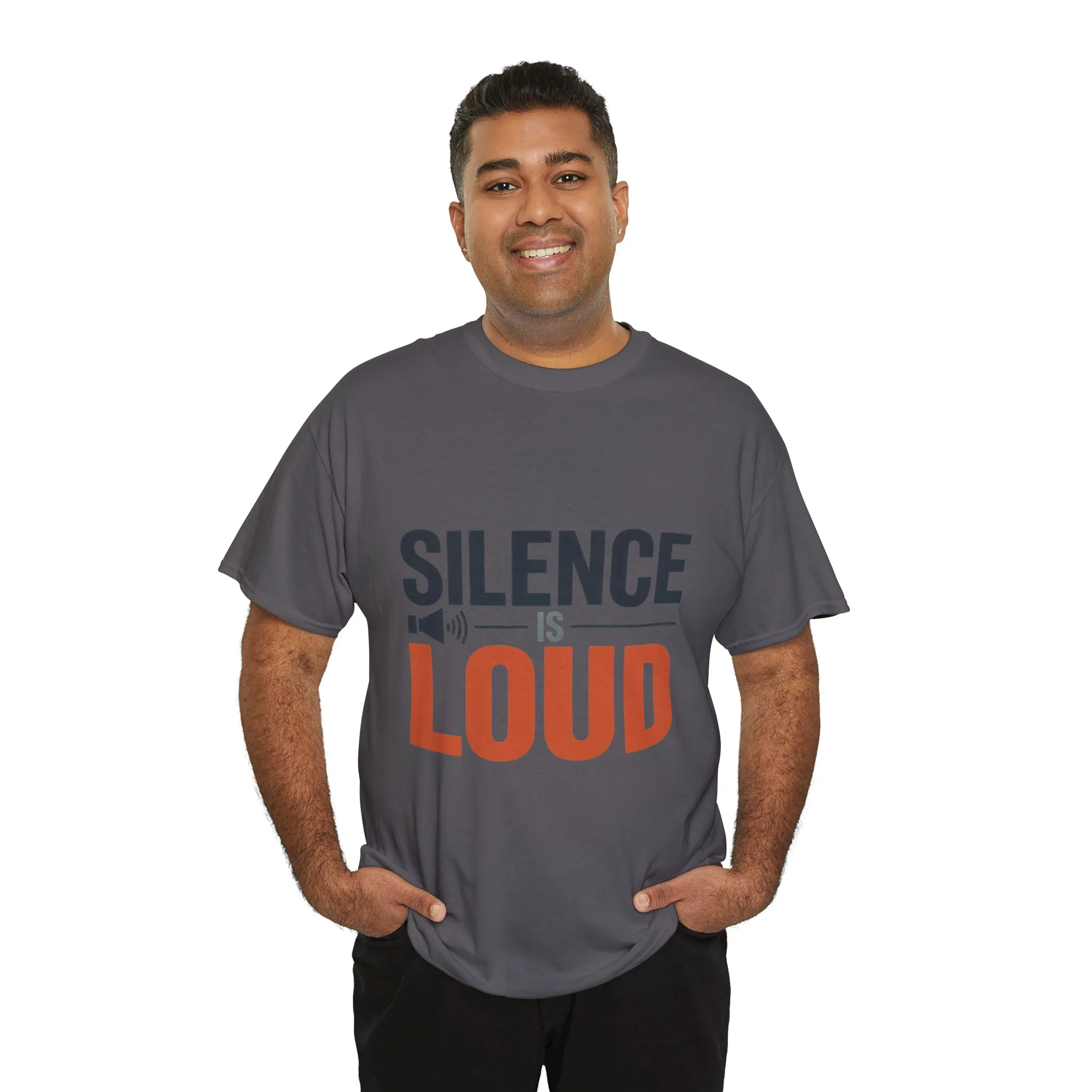 Silence Is Loud Motivational Quote Mens T-Shirt, Silence Tee, ironic Tee, Graphic Tee - Image 24