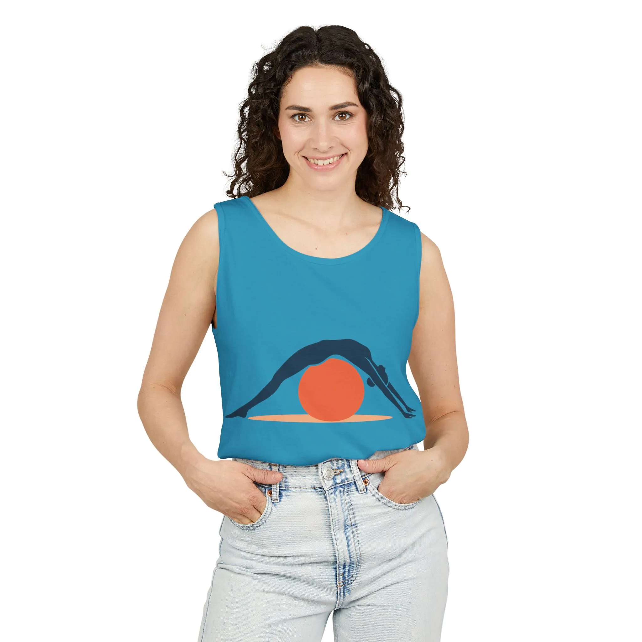 Womens Garment-Dyed Tank Top, Womens Pilates Tank Top, Yoga Fitness Graphic Top, Cute Workout Activewear Shirt - Image 11