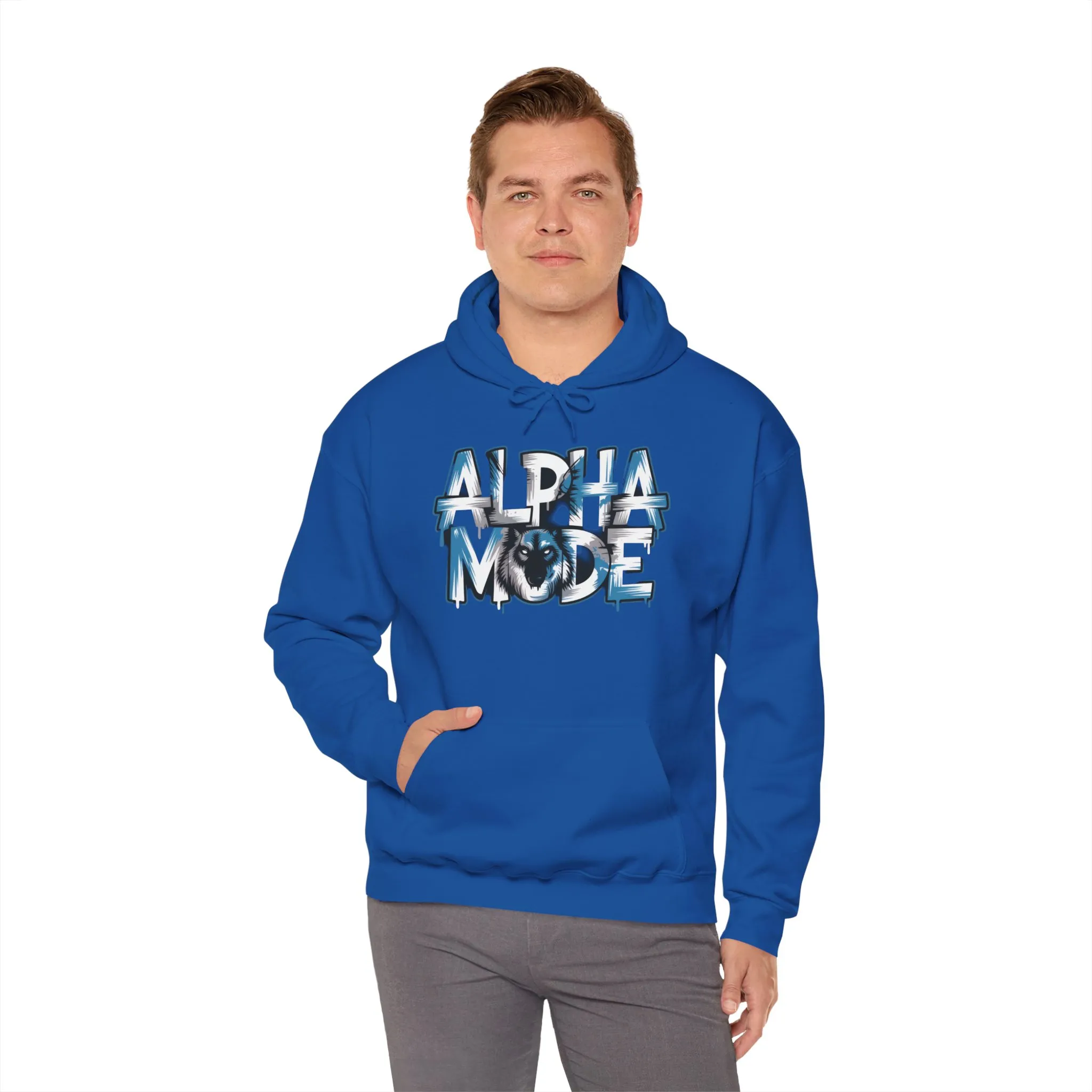 Mens Heavy Blend™ Hooded Sweatshirt, Alpha Mode Wolf Hoodie Mens Bold Streetwear - Image 32