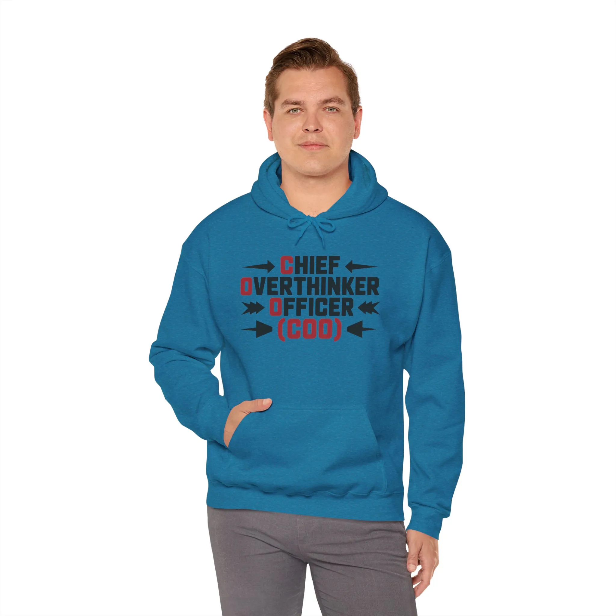 Chief Overthinker Officer Men's Hoodie, Funny COO Graphic Pullover, Sarcastic Office Humor Gift, Men's Heavy Blend™ Hooded Sweatshirt - Image 4