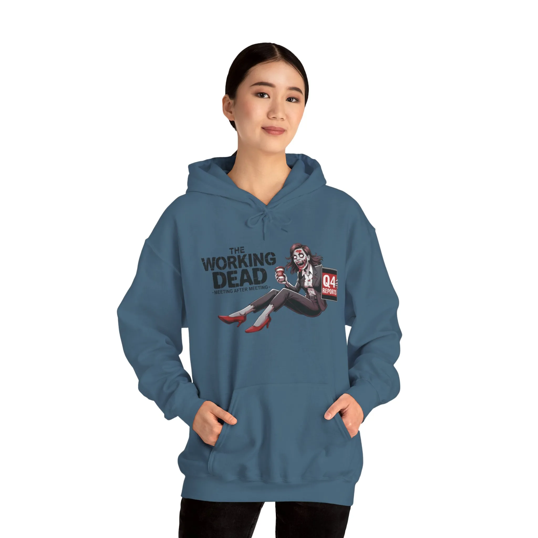 The Working Dead Women's Zombie Hoodie, Funny Office Meeting Sweatshirt, Halloween Zombie Top, Halloween Work Top - Image 23