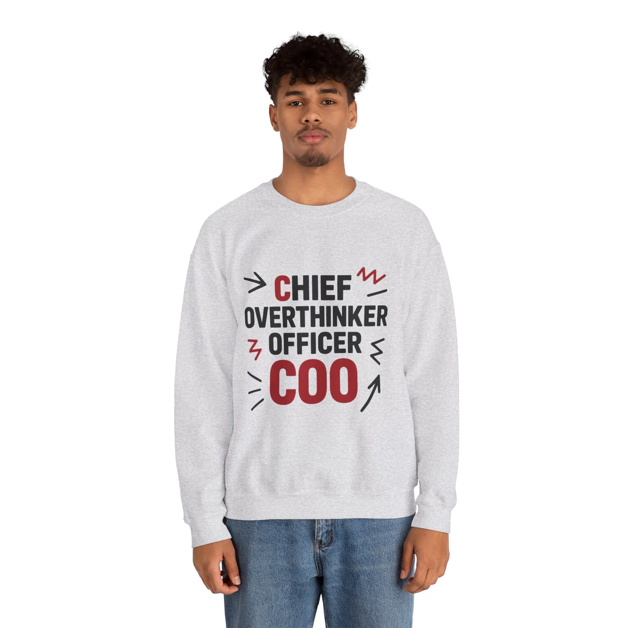 Chief Overthinker Officer Men's Sweatshirt, COO Funny Office Humor Graphic Pullover, Men's Heavy Blend™ Crewneck Sweatshirt - Image 7