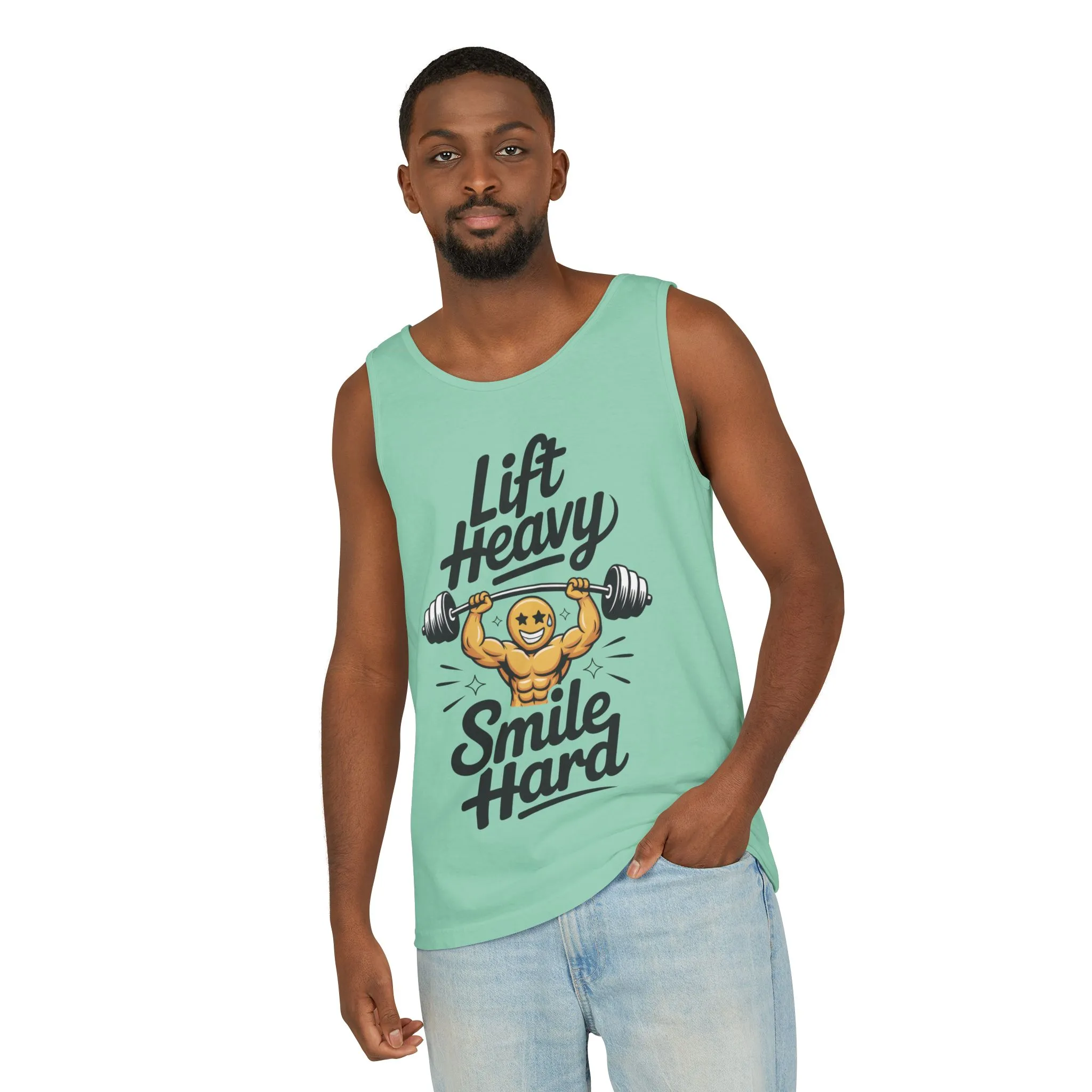 Mens Lift Heavy Smile Hard Tank Top, Funny Gym Workout Fitness Shirt, Mens Funny Gym Tank - Image 14