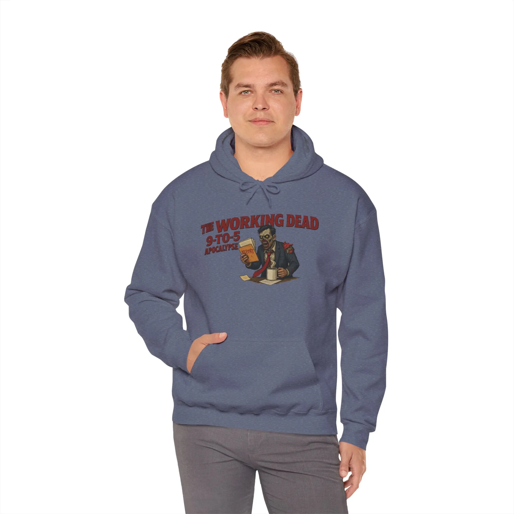 The Working Dead 9-to-5 Apocalypse Hoodie, Men's Horror Office Zombie Sweatshirt, Halloween Zombie Work Top - Image 36