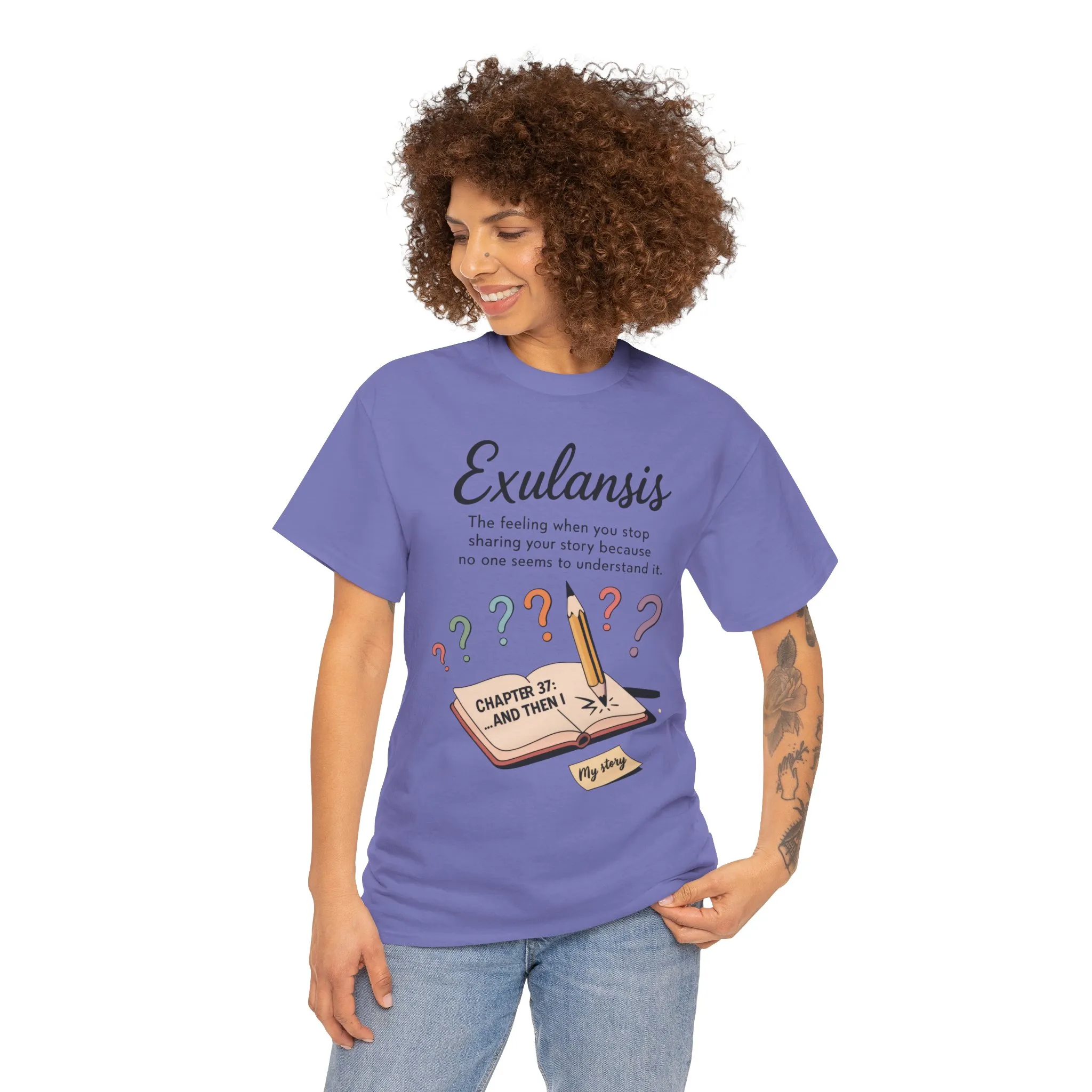Exulansis Shirt, Emotional Aesthetic Word Tee, Deep Meaning Typography Graphic Tee, Women's Heavy Cotton Tee, deep meaning t shirt - Image 23