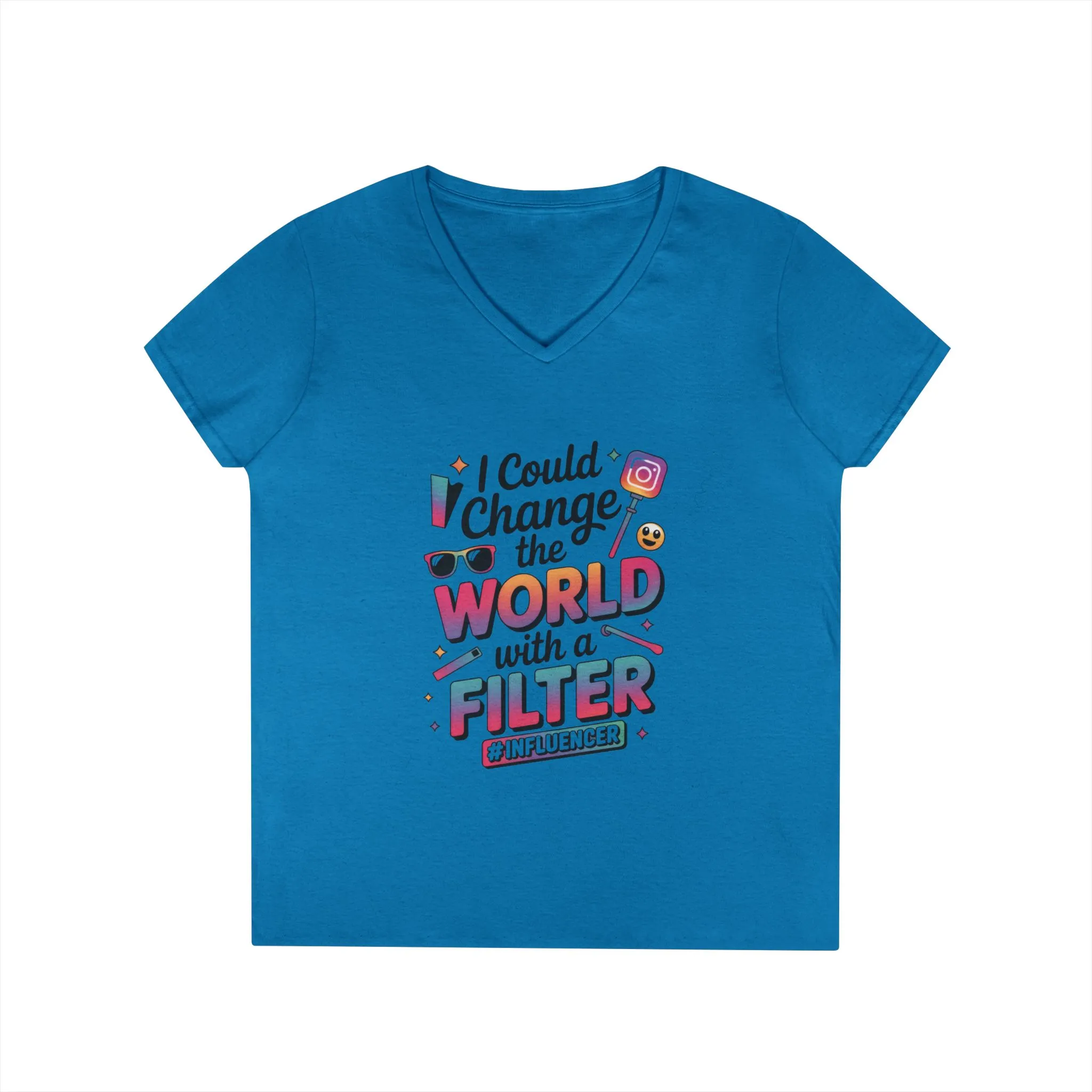 Ladies' V-Neck T-Shirt, Womens Influencer T-Shirt, Funny Social Media Graphic Tee, Cute Trendy Top - Image 13