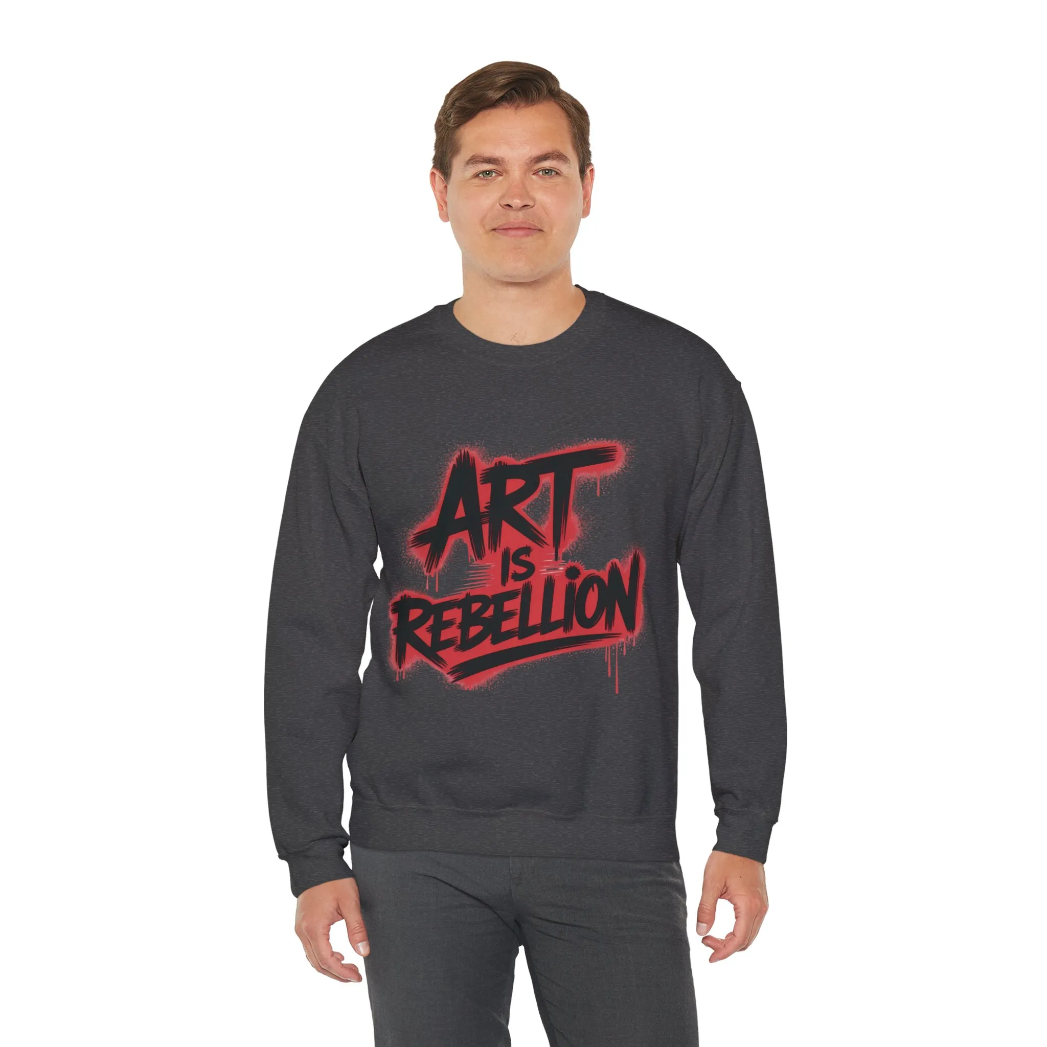 Men's Heavy Blend™ Crewneck Sweatshirt, Art Is Rebellion Men's Crewneck Sweatshirt, Graffiti Street Art Pullover, Urban Rebellion Streetwear - Image 20