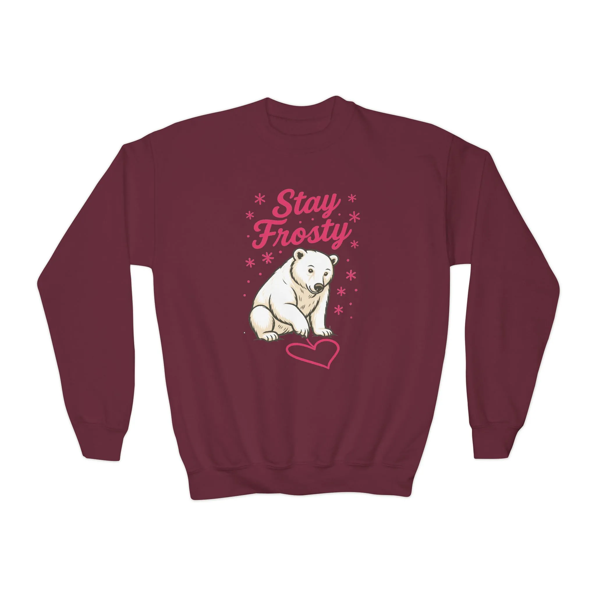 Youth Crewneck Sweatshirt, Kids Stay Frosty Polar Bear Sweatshirt, Cute Winter Animal Pullover for Children - Image 7