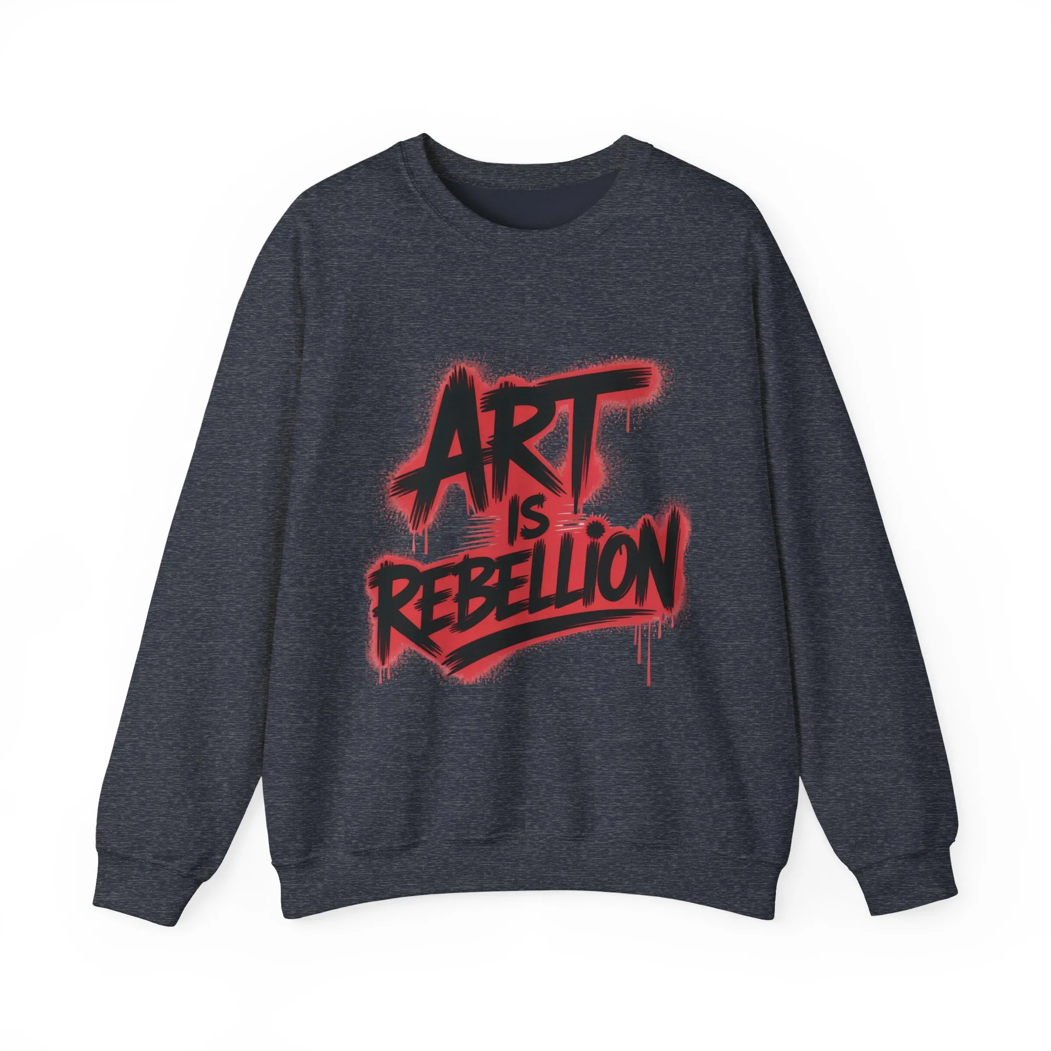 Men's Heavy Blend™ Crewneck Sweatshirt, Art Is Rebellion Men's Crewneck Sweatshirt, Graffiti Street Art Pullover, Urban Rebellion Streetwear - Image 2