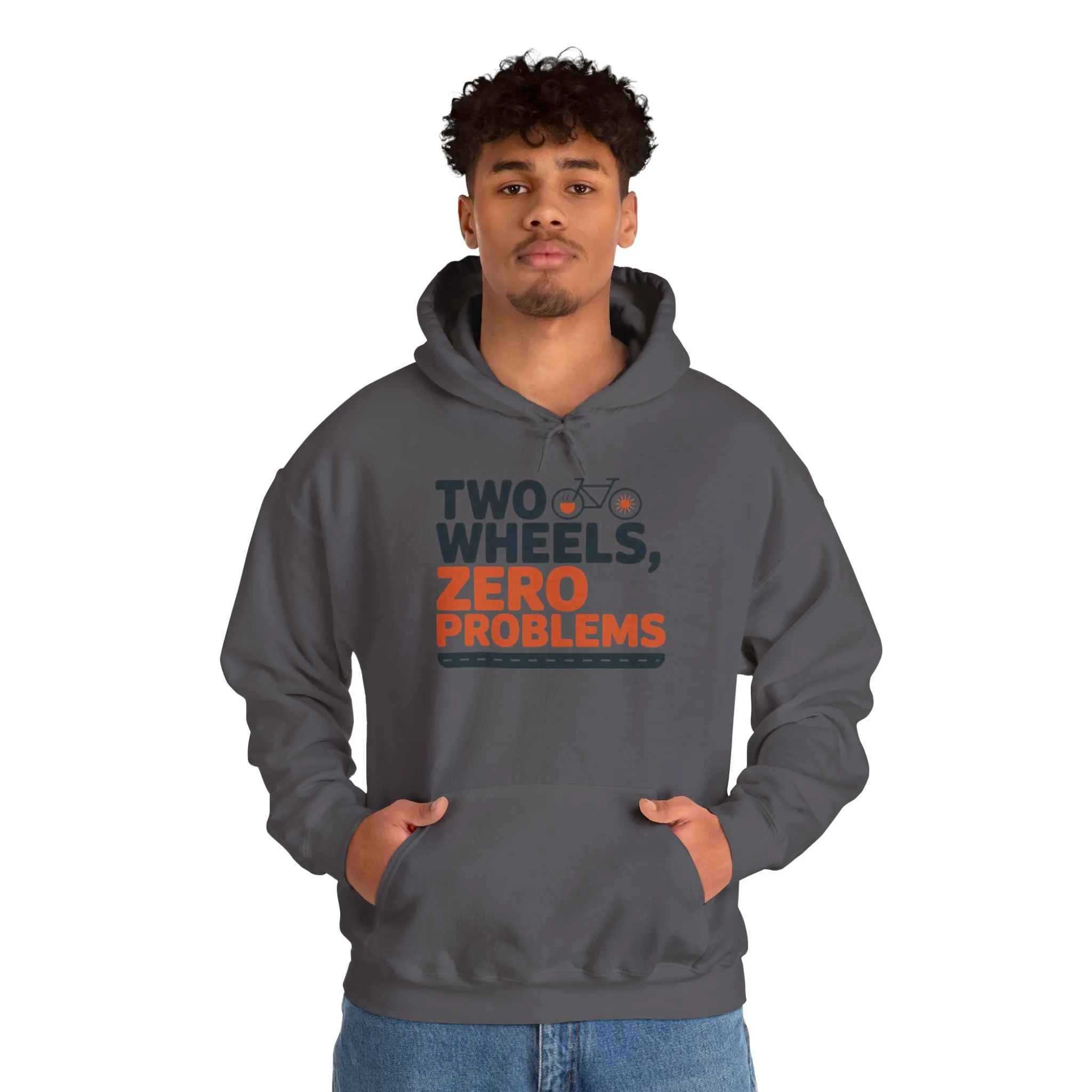Mens Heavy Blend™ Hooded Sweatshirt, Two Wheels Zero Problems Mens Funny Cycling Hoodie, Cyclist Gift - Image 31