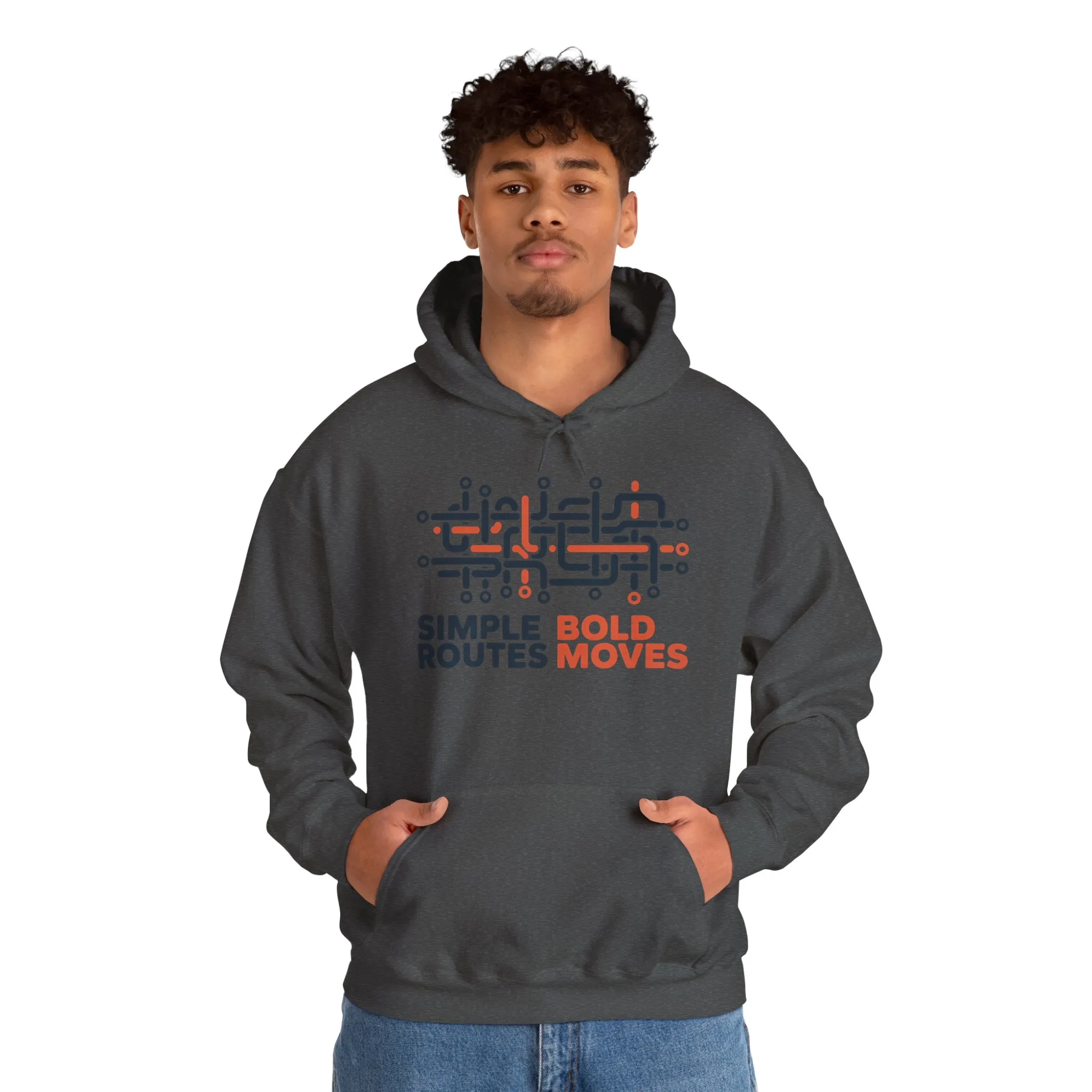 Mens Heavy Blend™ Hooded Sweatshirt, Simple Routes Bold Moves Hoodie, Unisex Metro Map Graphic, Urban Streetwear - Image 19