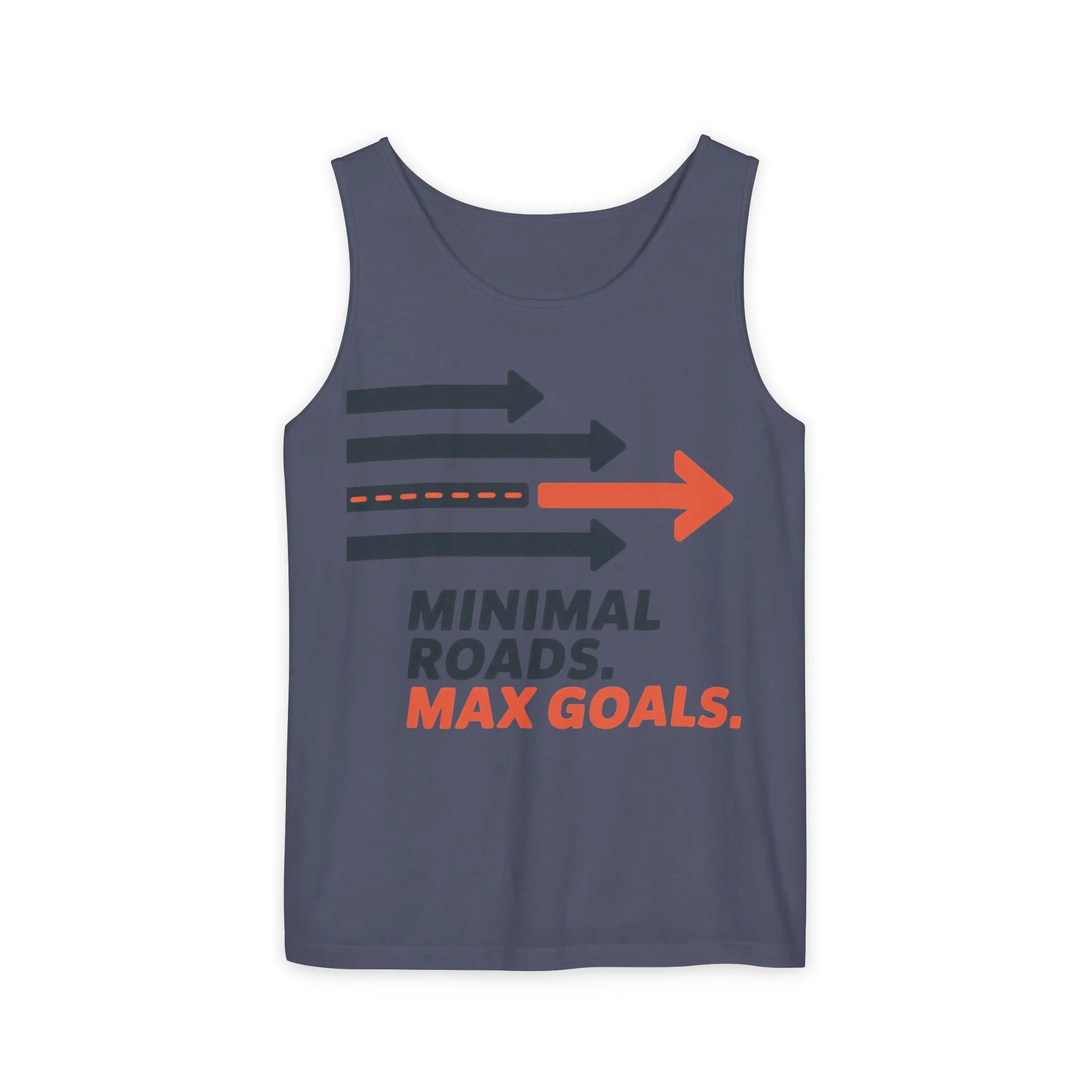 Mens Garment-Dyed Tank Top, Minimal Roads Max Goals Motivational Mens Tank Top - Image 17