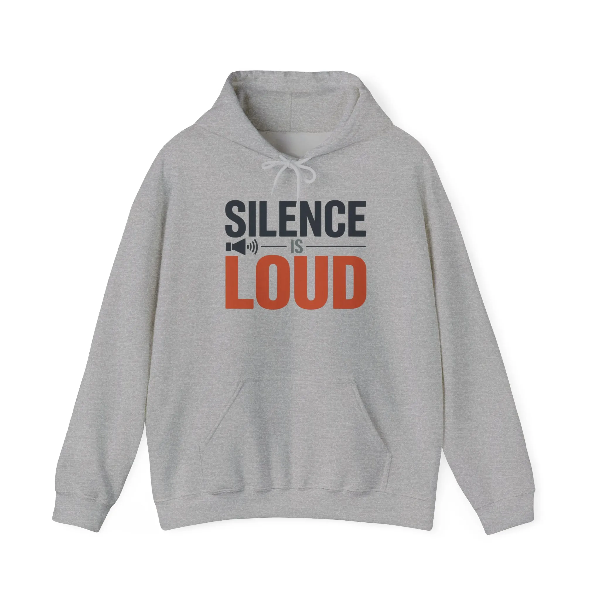 Mens Heavy Blend™ Hooded Sweatshirt, Silence Is Loud Graphic Motivational Mens Hoodie - Image 2