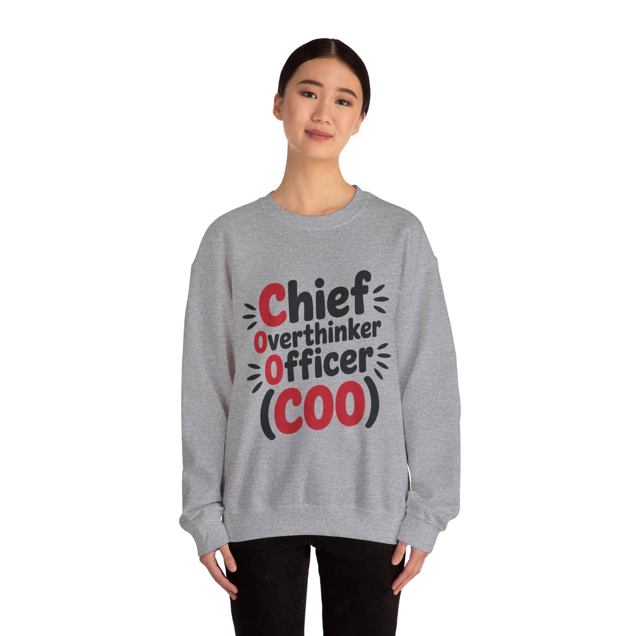 Chief Overthinker Officer Women's Sweatshirt, COO Funny Office Humor Graphic Pullover, Women's Heavy Blend™ Crewneck Sweatshirt - Image 7