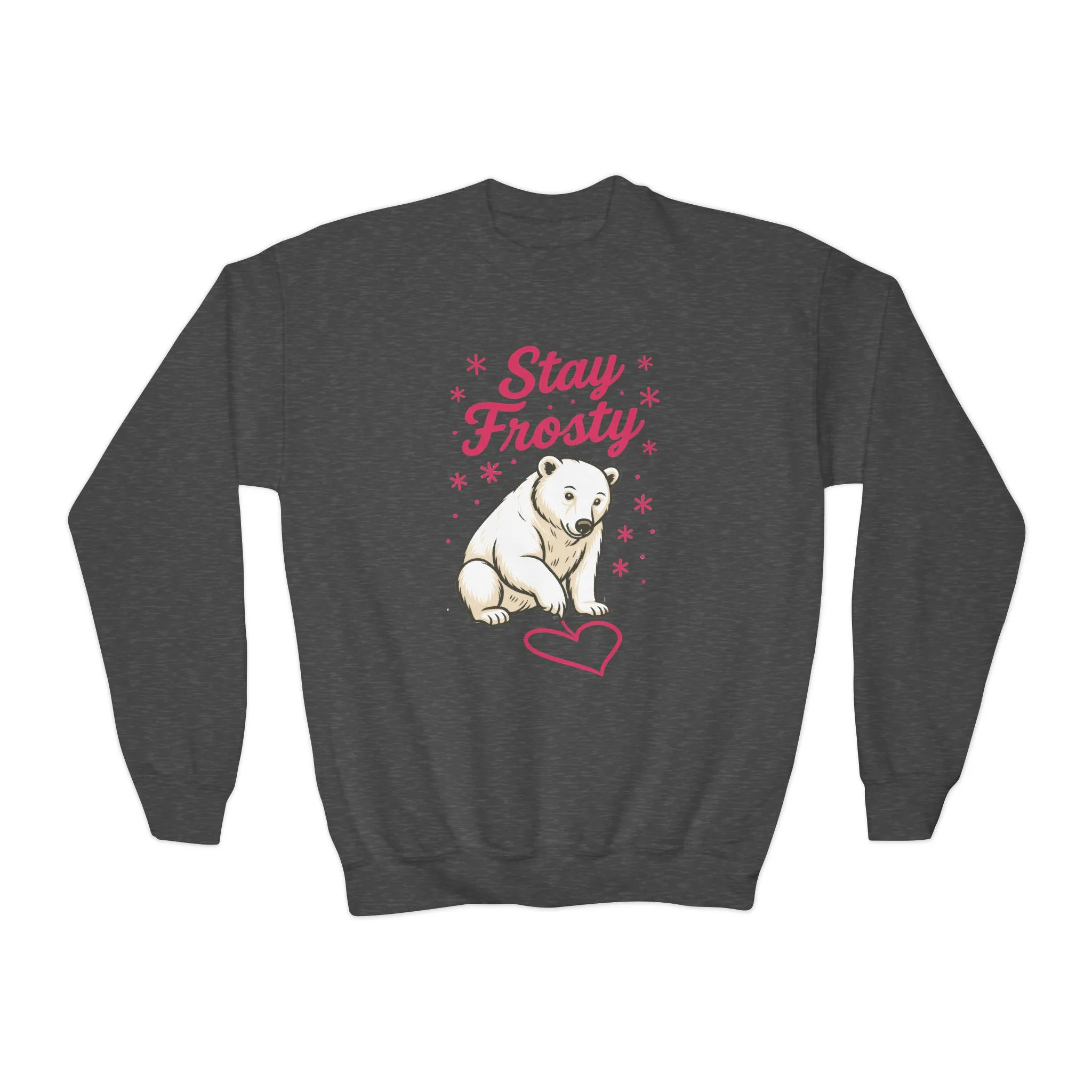 Youth Crewneck Sweatshirt, Kids Stay Frosty Polar Bear Sweatshirt, Cute Winter Animal Pullover for Children - Image 9