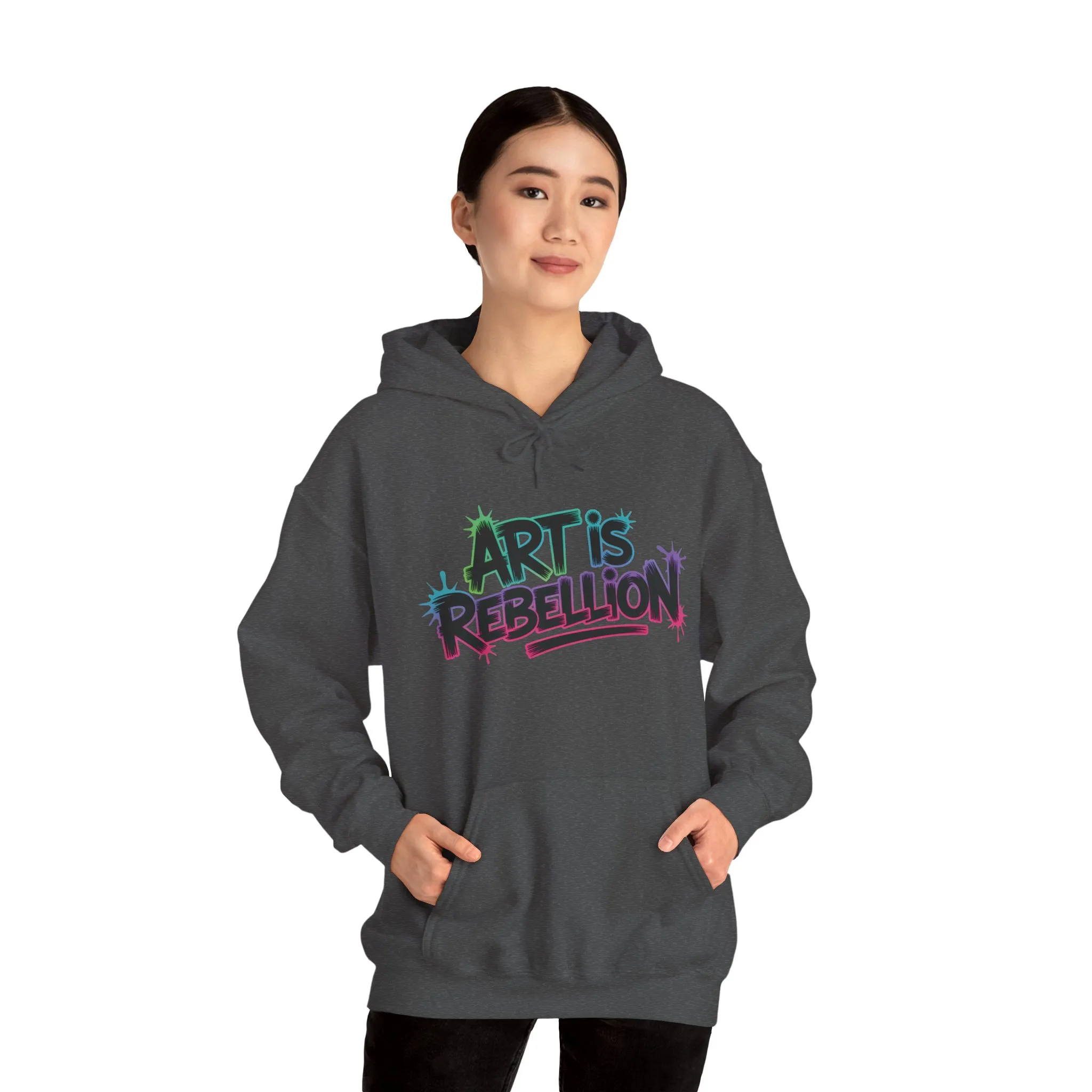 Art Is Rebellion Hoodie, Women's Graffiti Street Art Hooded Sweatshirt, Rebel Graphic Statement Pullover, Heavy Blend™ Hooded Sweatshirt - Image 13