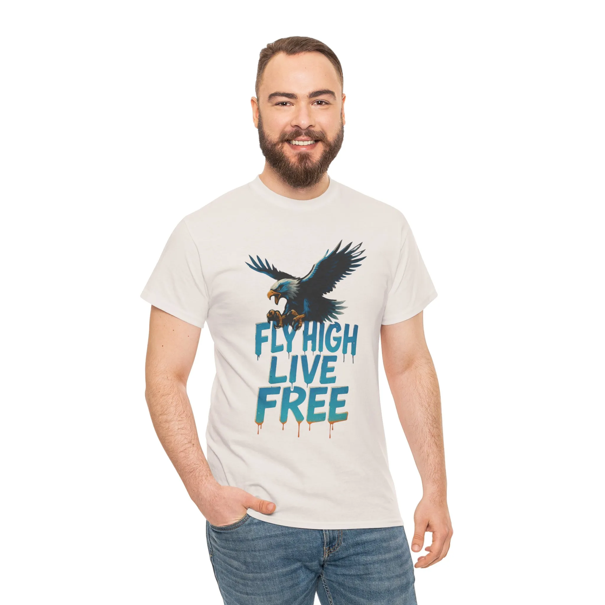 Fly High Live Free Eagle Graphic Mens T-Shirt, Eagle Tee, Fly Free Tee, Wild Flight - Image 8