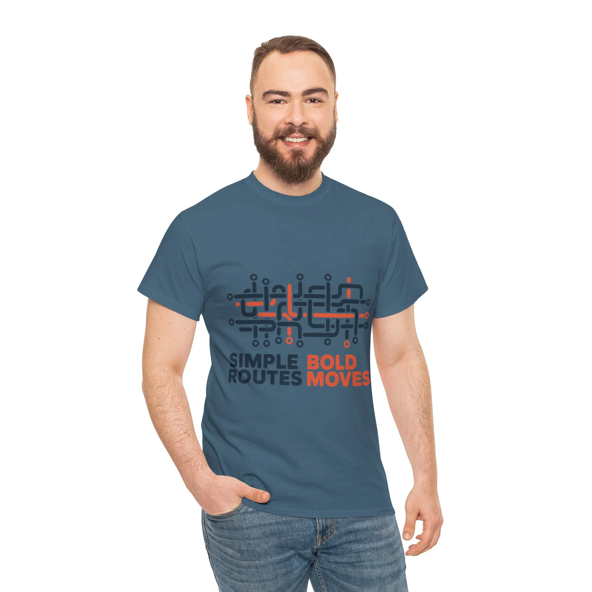 Simple Routes Bold Moves Mens T-Shirt, Minimal Urban Metro Map Graphic Tee - Image 20