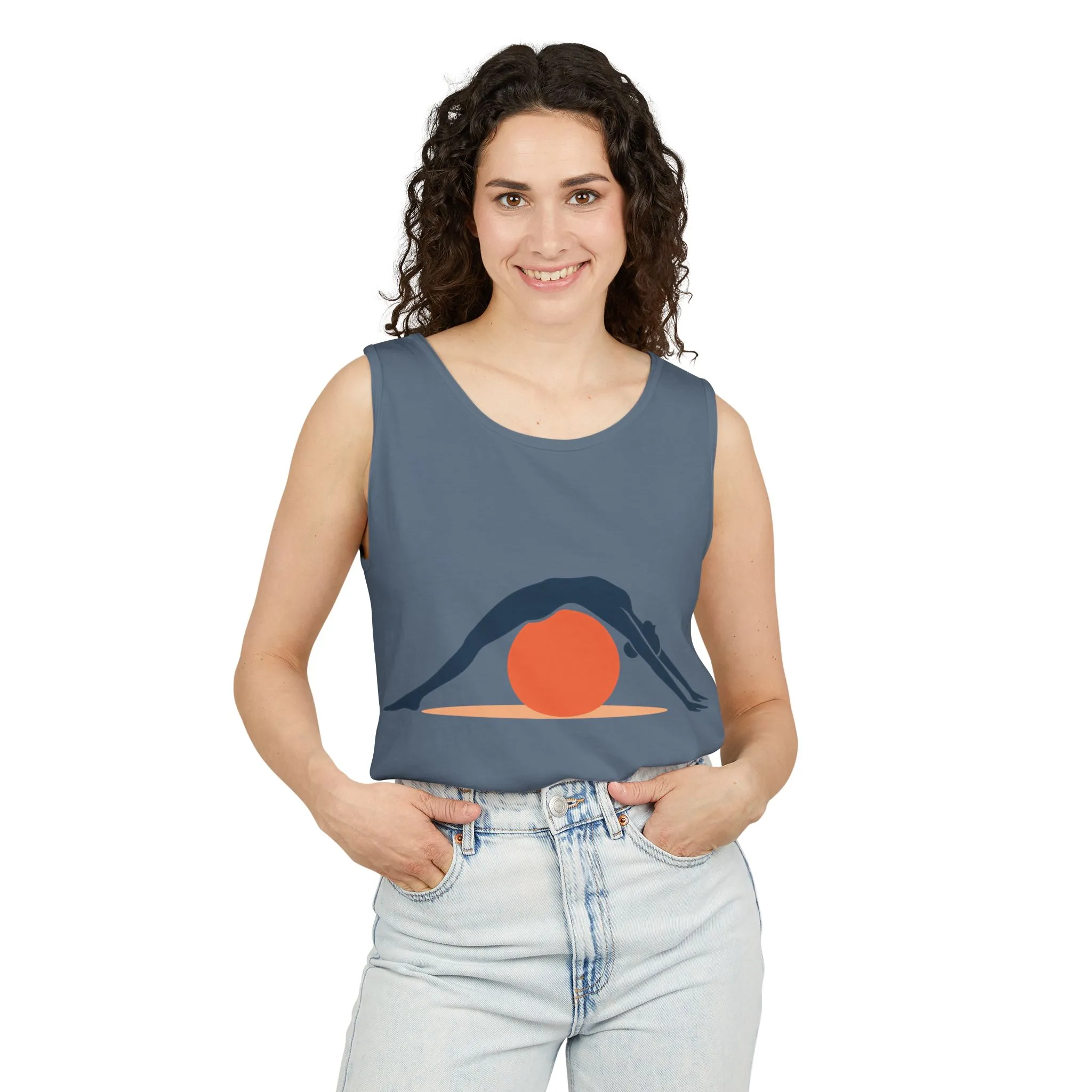 Womens Garment-Dyed Tank Top, Womens Pilates Tank Top, Yoga Fitness Graphic Top, Cute Workout Activewear Shirt - Image 20