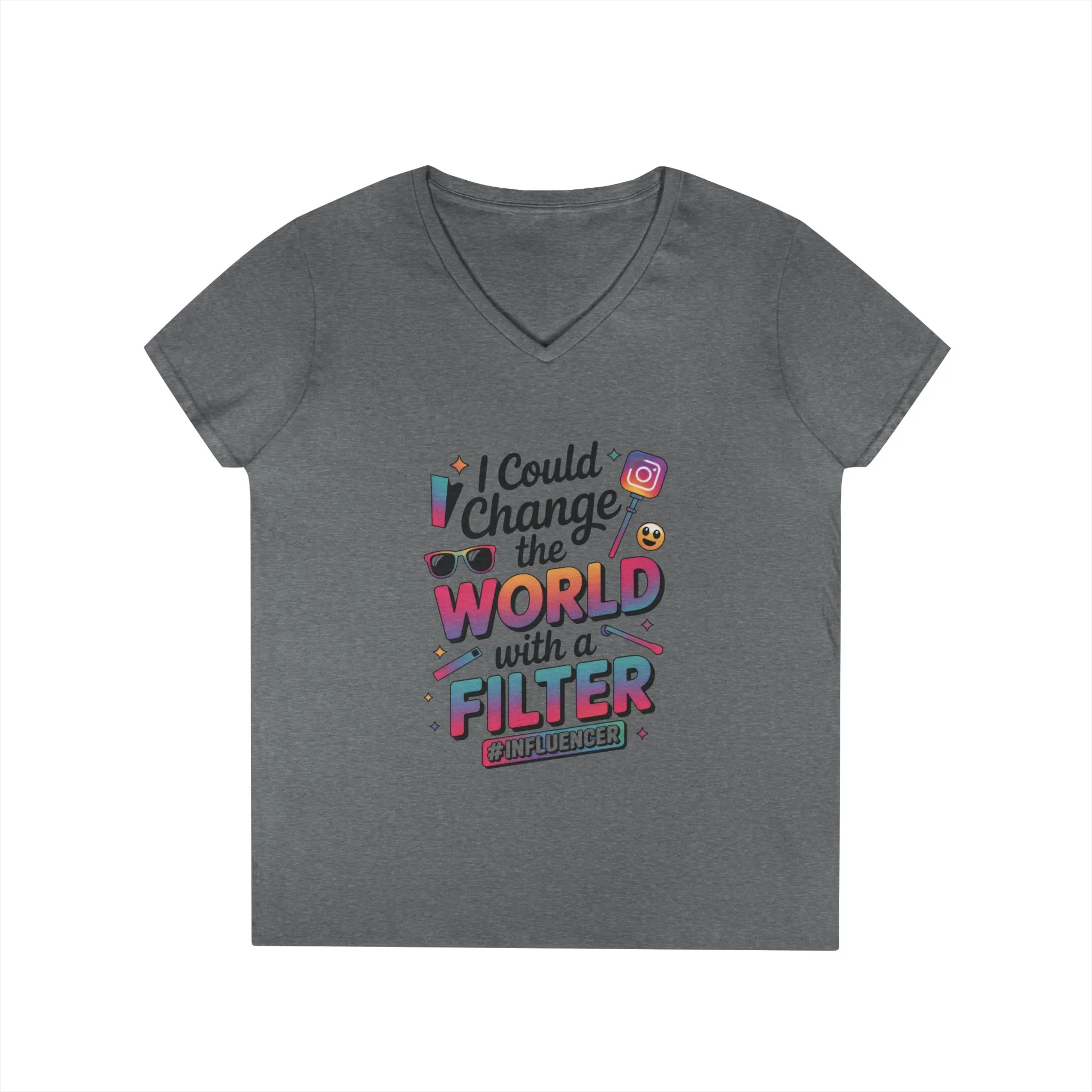 Ladies' V-Neck T-Shirt, Womens Influencer T-Shirt, Funny Social Media Graphic Tee, Cute Trendy Top - Image 10