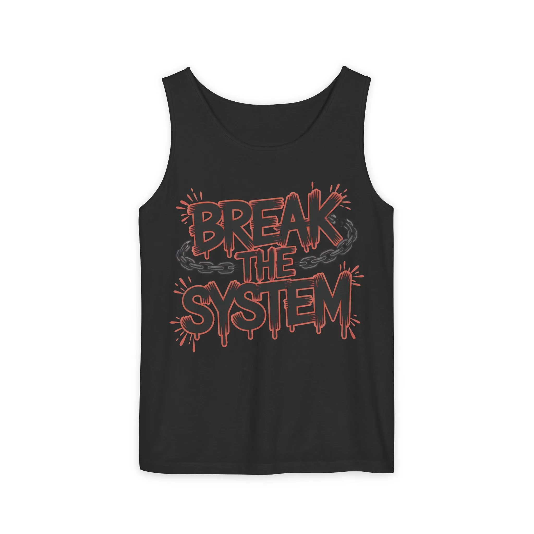 Men's Garment-Dyed Tank Top, Break the System Tank Top, Graphic Protest Muscle Tee, Streetwear Activist Summer Top - Image 26