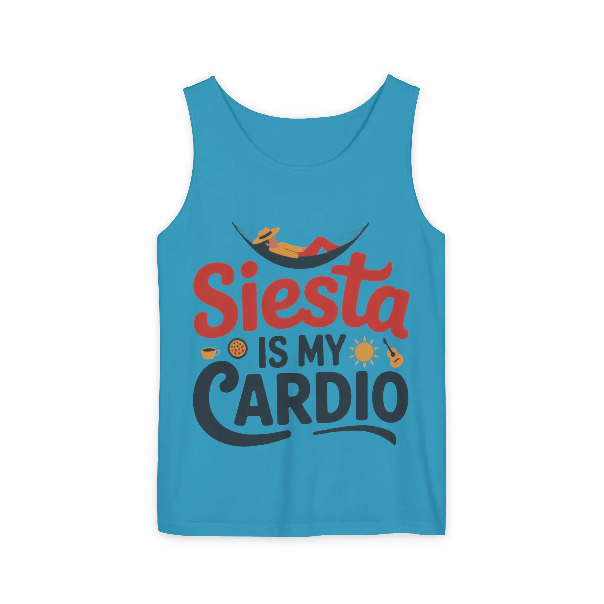 Mens Garment-Dyed Tank Top, Siesta Is My Cardio Funny Mens Tank Top Spain Humor - Image 13