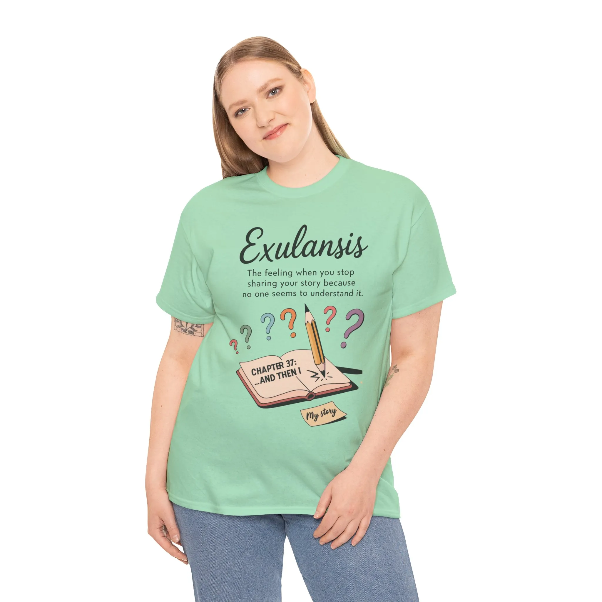 Exulansis Shirt, Emotional Aesthetic Word Tee, Deep Meaning Typography Graphic Tee, Women's Heavy Cotton Tee, deep meaning t shirt - Image 14
