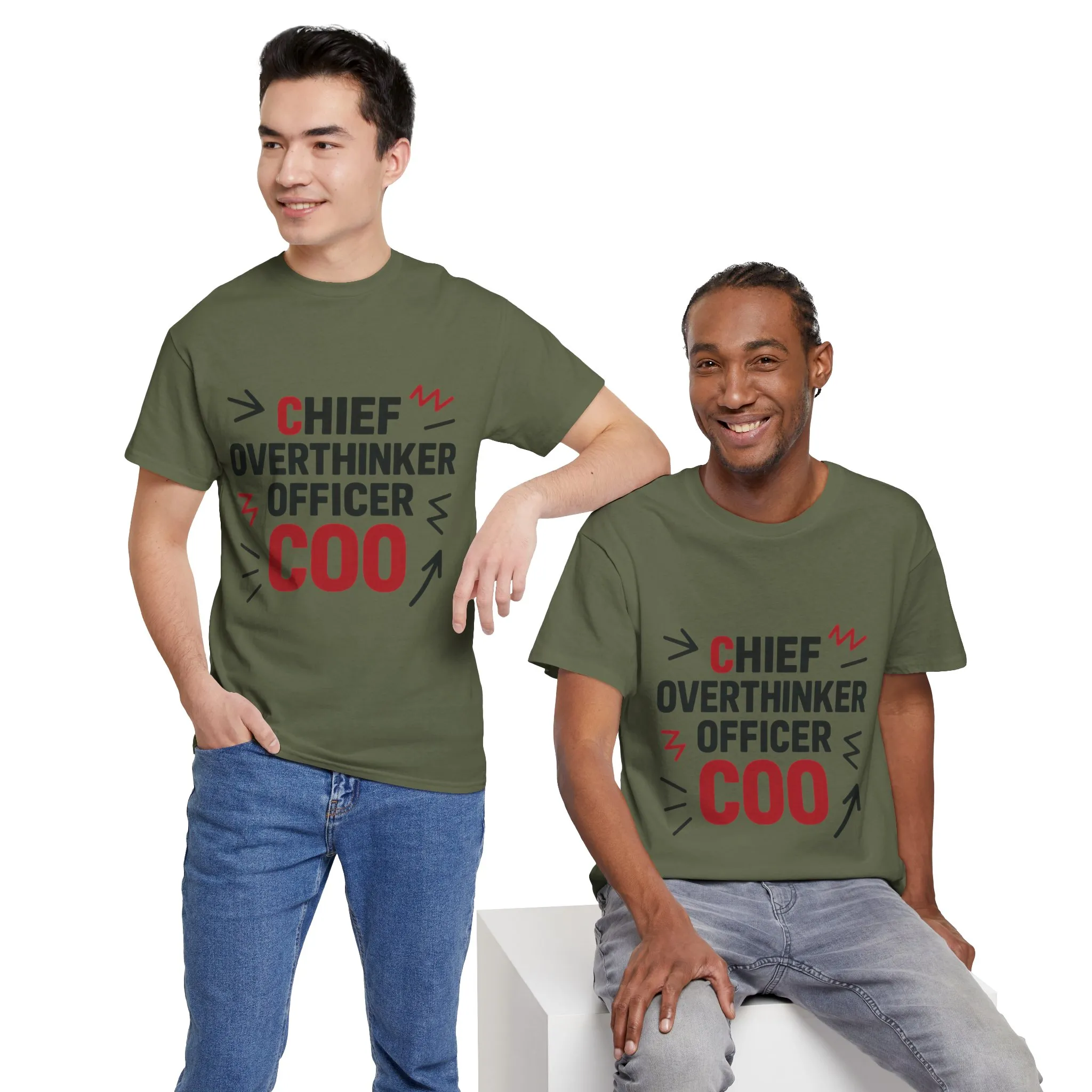 Men's COO T-Shirt, Chief Overthinker Officer Funny Graphic Tee, Office Humor Shirt for Him - Image 8