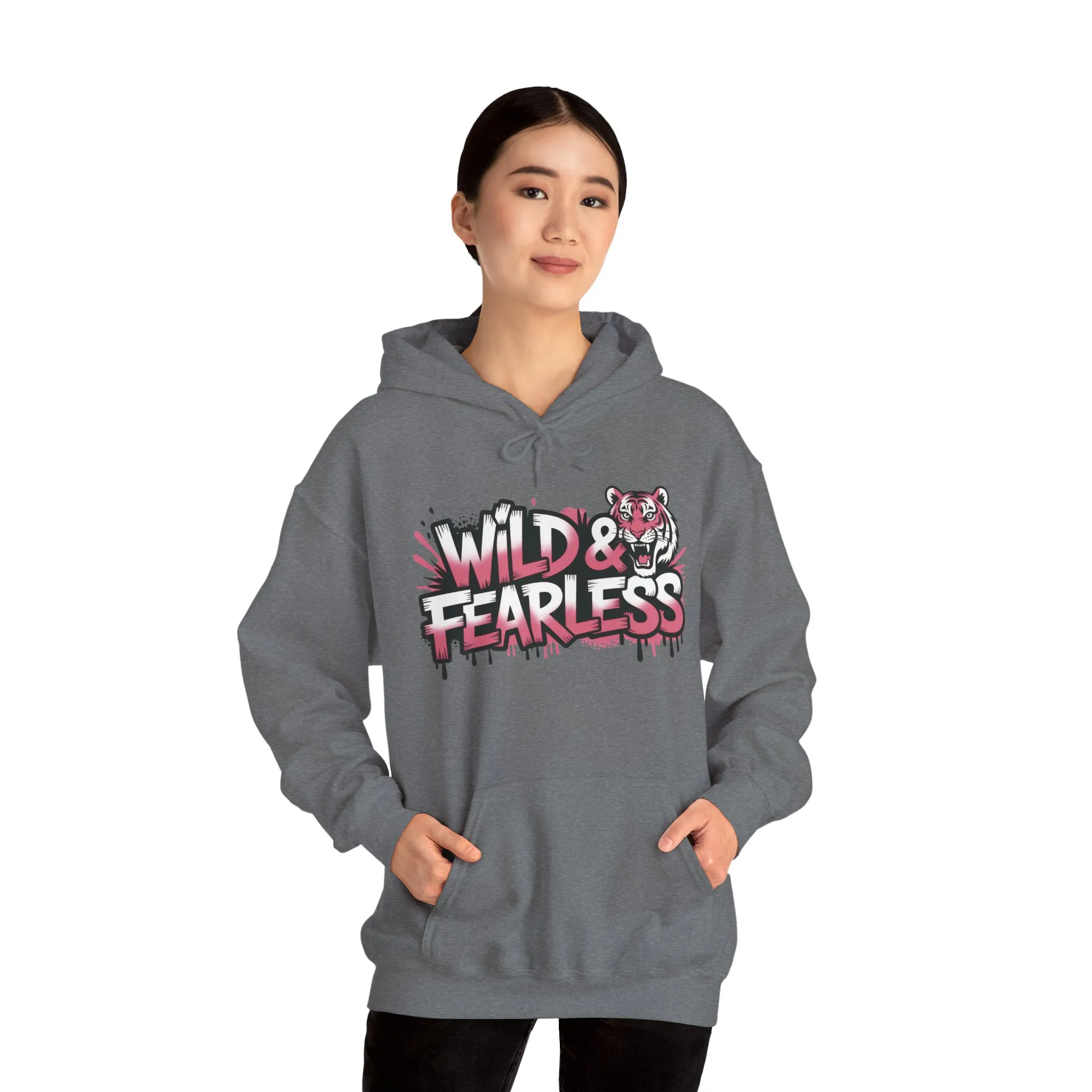 Women's Hoodie Wild & Fearless, Tiger Graffiti Graphic Pullover, Bold Urban Streetwear Hoodie - Image 7