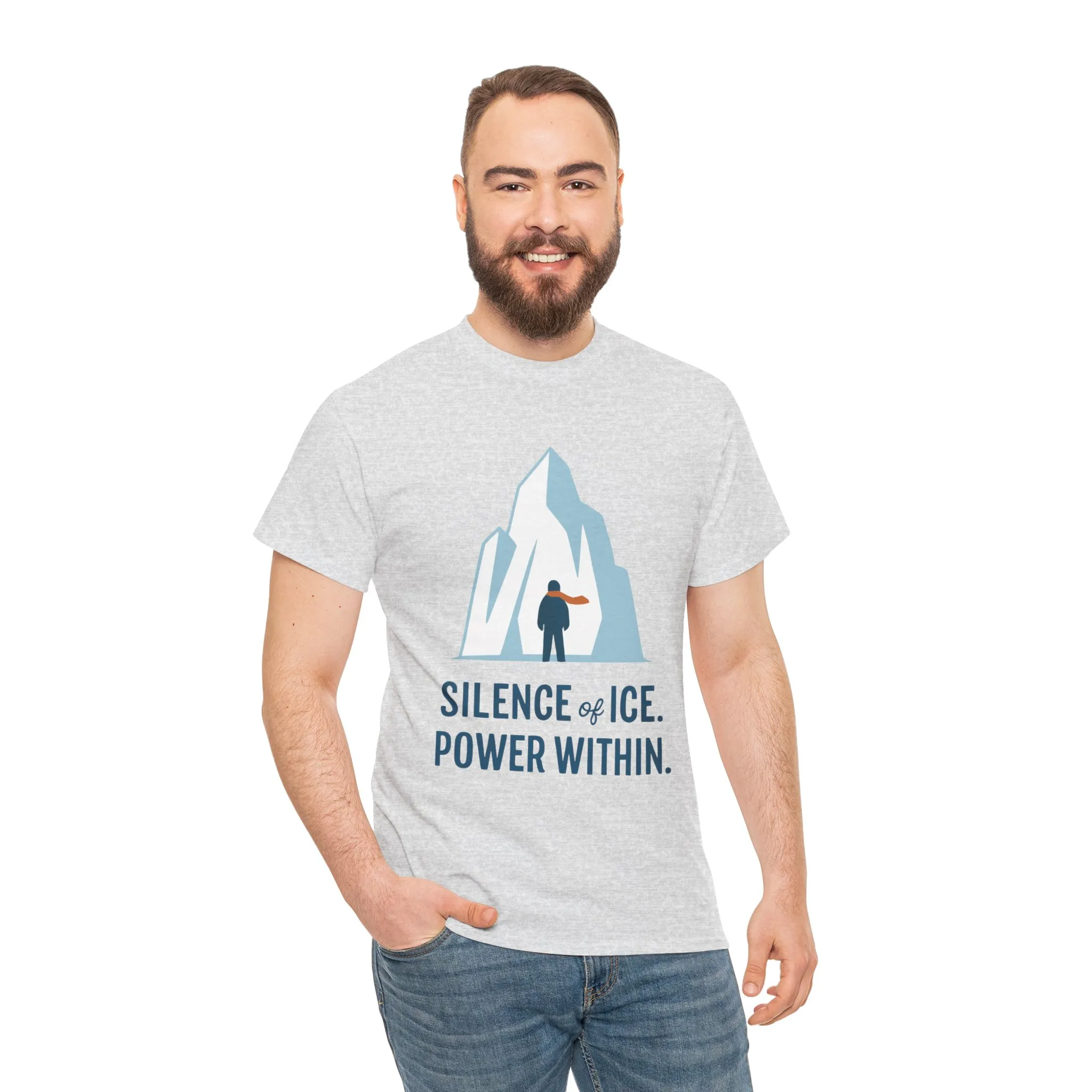 Silence of Ice Power Within Mens T-Shirt, Minimalist Nordic Iceberg Graphic Tee - Image 5