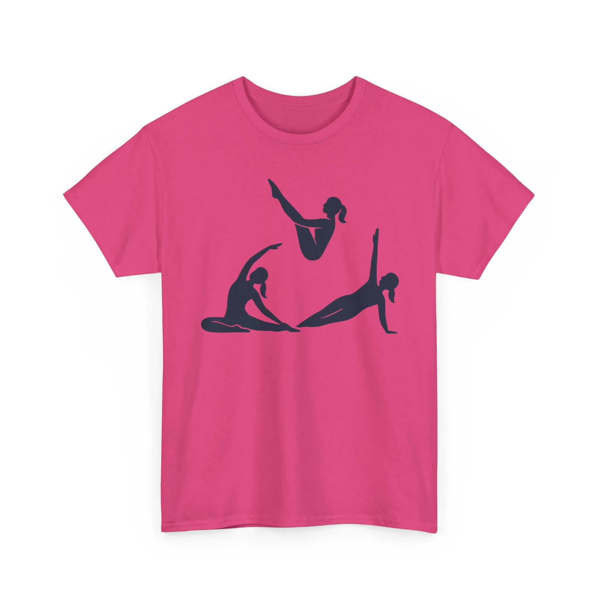 Womens Heavy Cotton Tee, Womens Pilates Graphic T-Shirt, Yoga Fitness Tee, Workout Top with Silhouette Print - Image 22