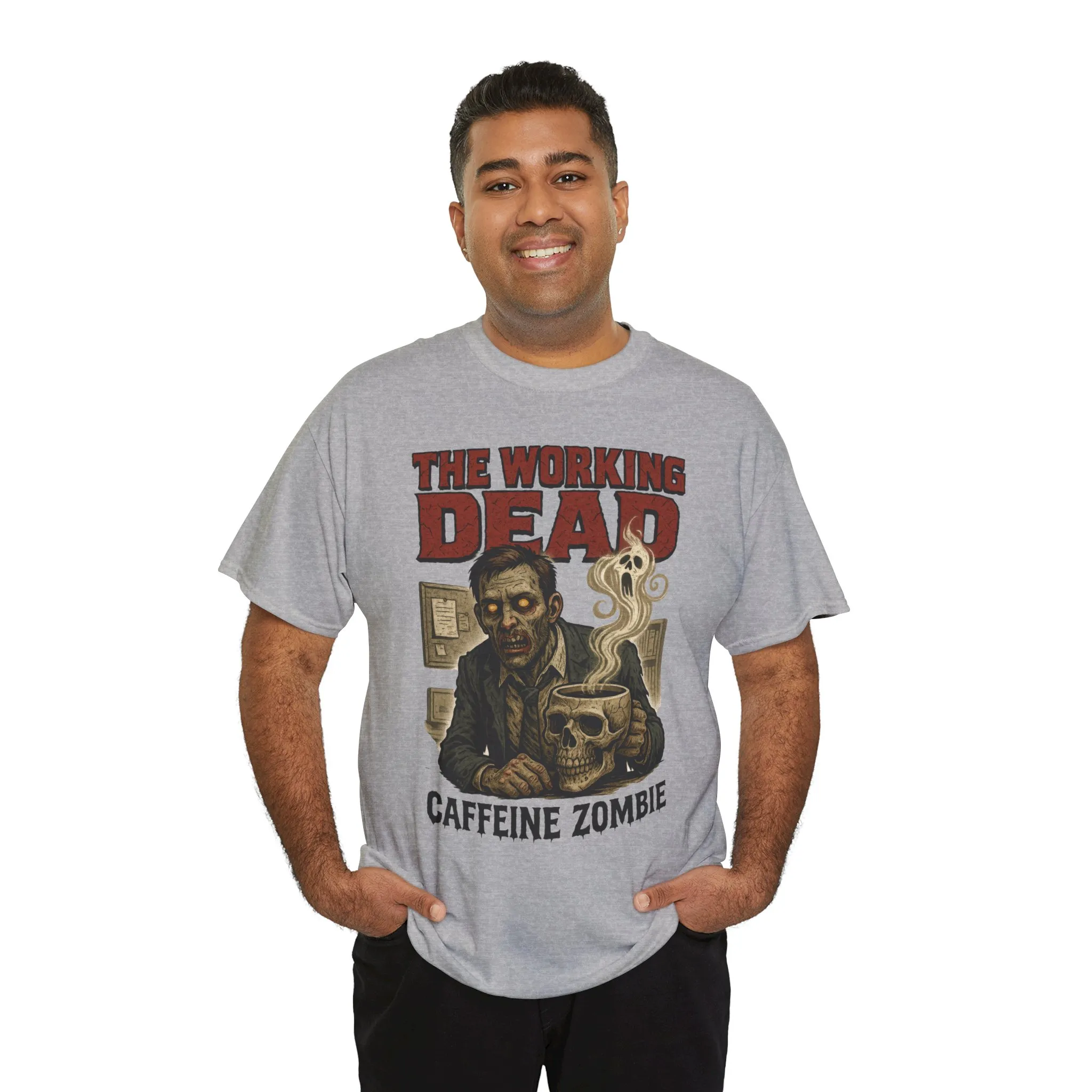 The Working Dead Men's Funny Zombie Work T-Shirt, Office Humor Tee, Halloween Office Tee, Coffee Zombie Shirt - Image 7
