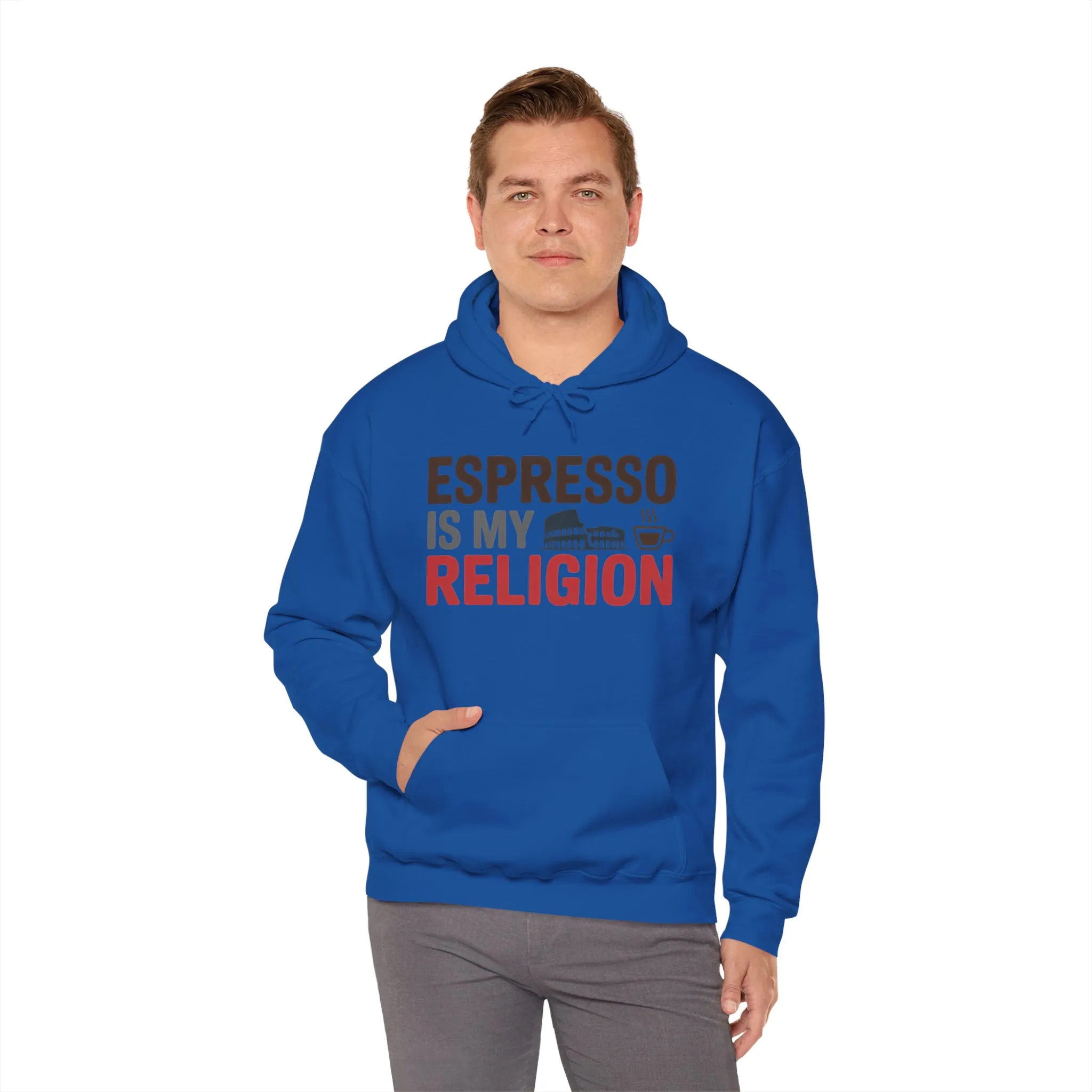 Mens Heavy Blend™ Hooded Sweatshirt, Espresso Is My Religion Coffee Rome Mens Hoodie - Image 28