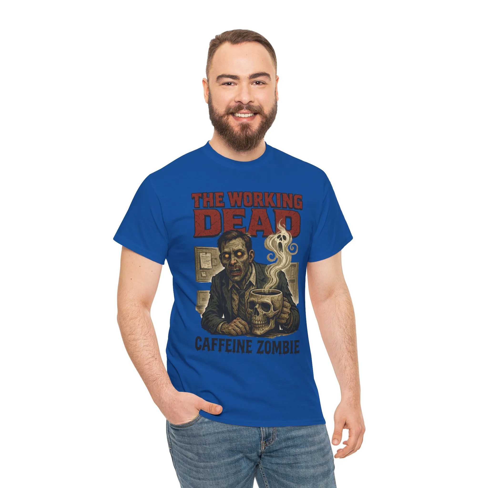 The Working Dead Men's Funny Zombie Work T-Shirt, Office Humor Tee, Halloween Office Tee, Coffee Zombie Shirt - Image 27
