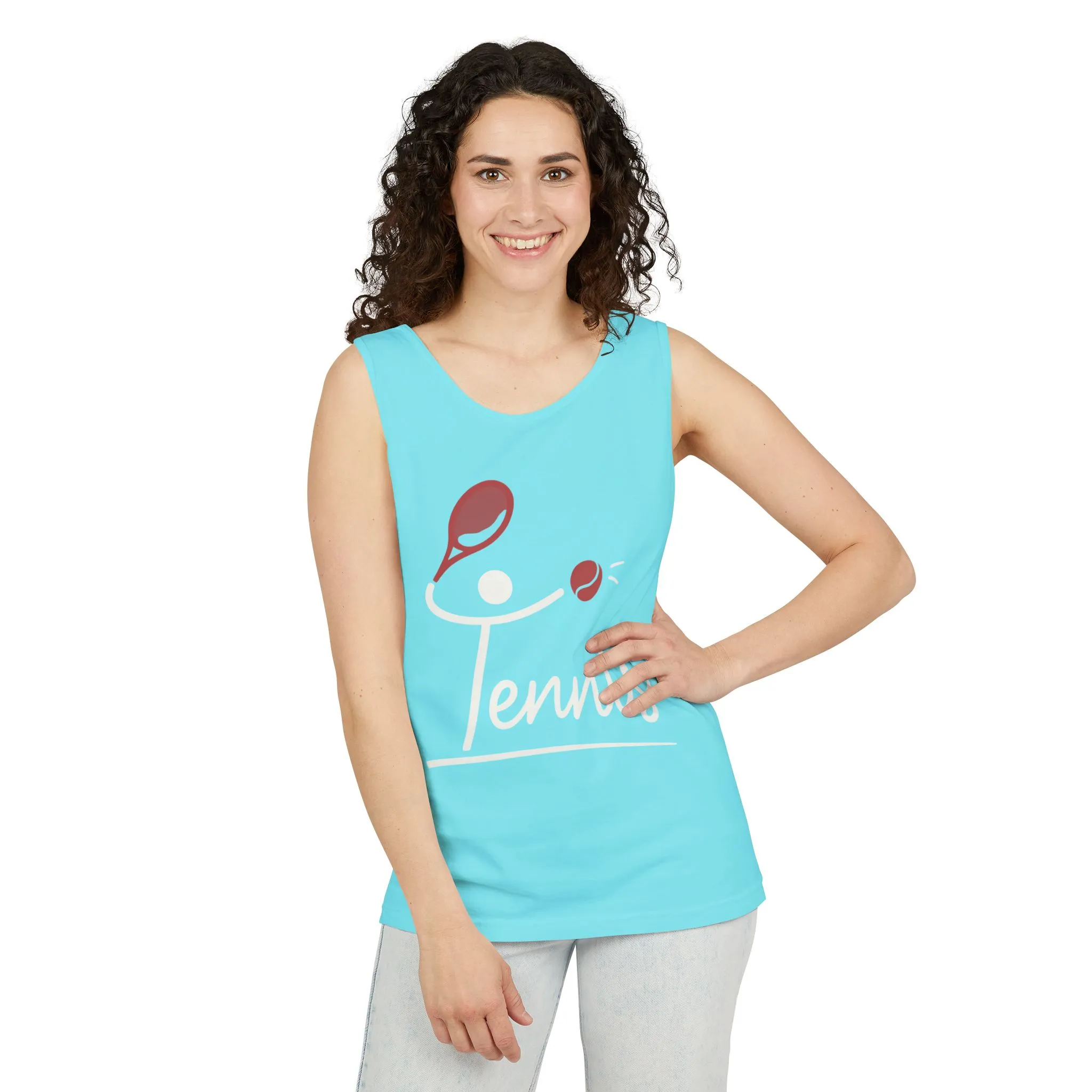 Womens Garment-Dyed Tank Top, Womens Tennis Tank Top, Cute Sports Graphic Top, Workout Gym Activewear Shirt - Image 4