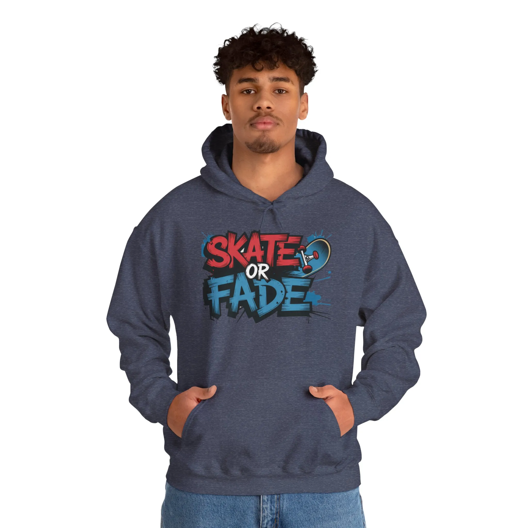 Skate Or Fade Men's Hoodie, Graffiti Skateboarding Pullover, Urban Streetwear Hoodie for Skaters - Image 37
