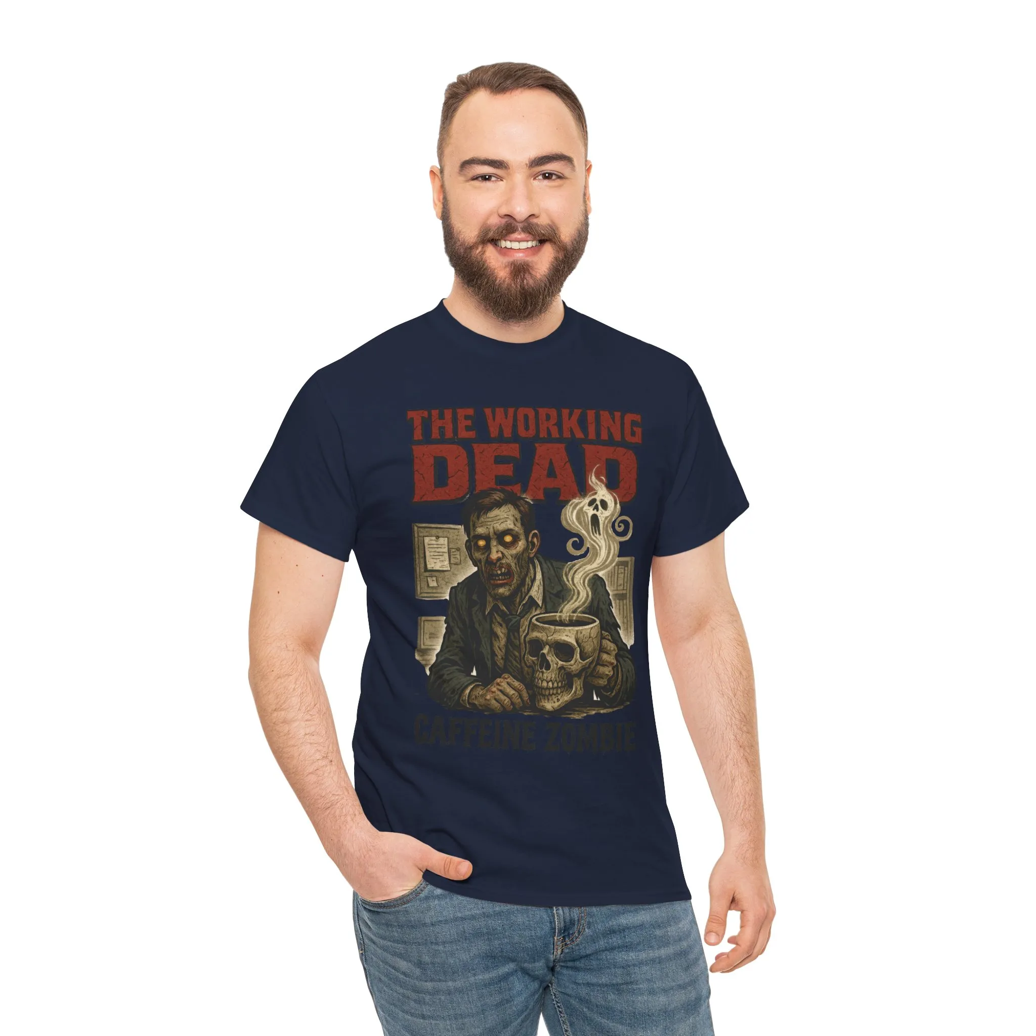 The Working Dead Men's Funny Zombie Work T-Shirt, Office Humor Tee, Halloween Office Tee, Coffee Zombie Shirt - Image 30