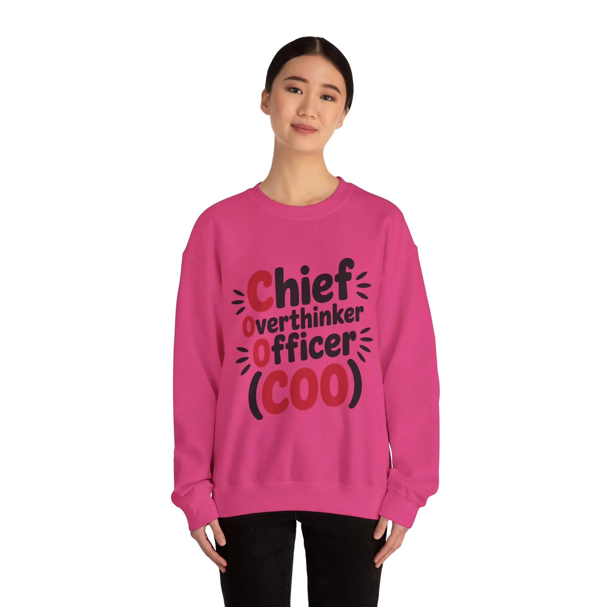 Chief Overthinker Officer Women's Sweatshirt, COO Funny Office Humor Graphic Pullover, Women's Heavy Blend™ Crewneck Sweatshirt - Image 28