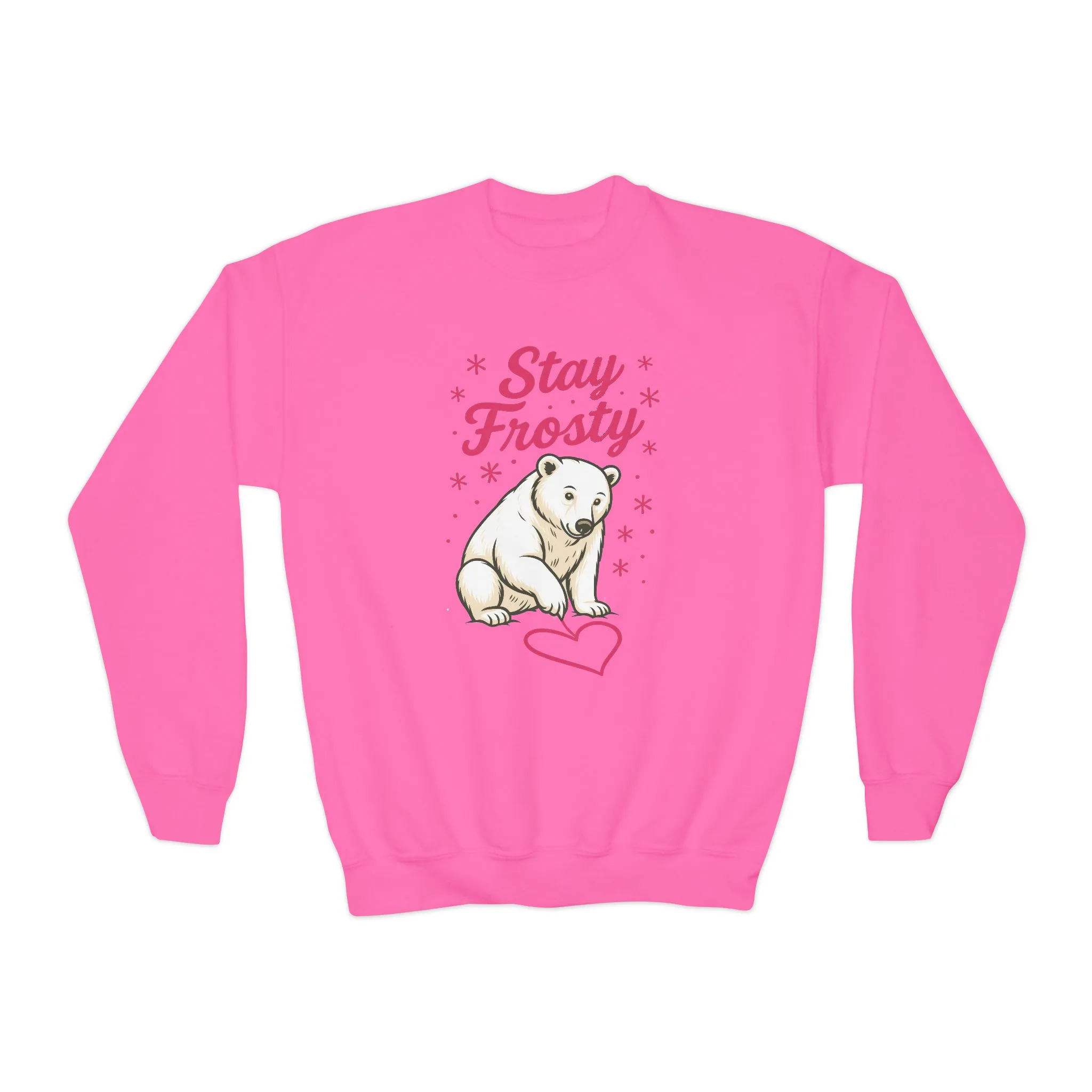 Youth Crewneck Sweatshirt, Kids Stay Frosty Polar Bear Sweatshirt, Cute Winter Animal Pullover for Children - Image 15