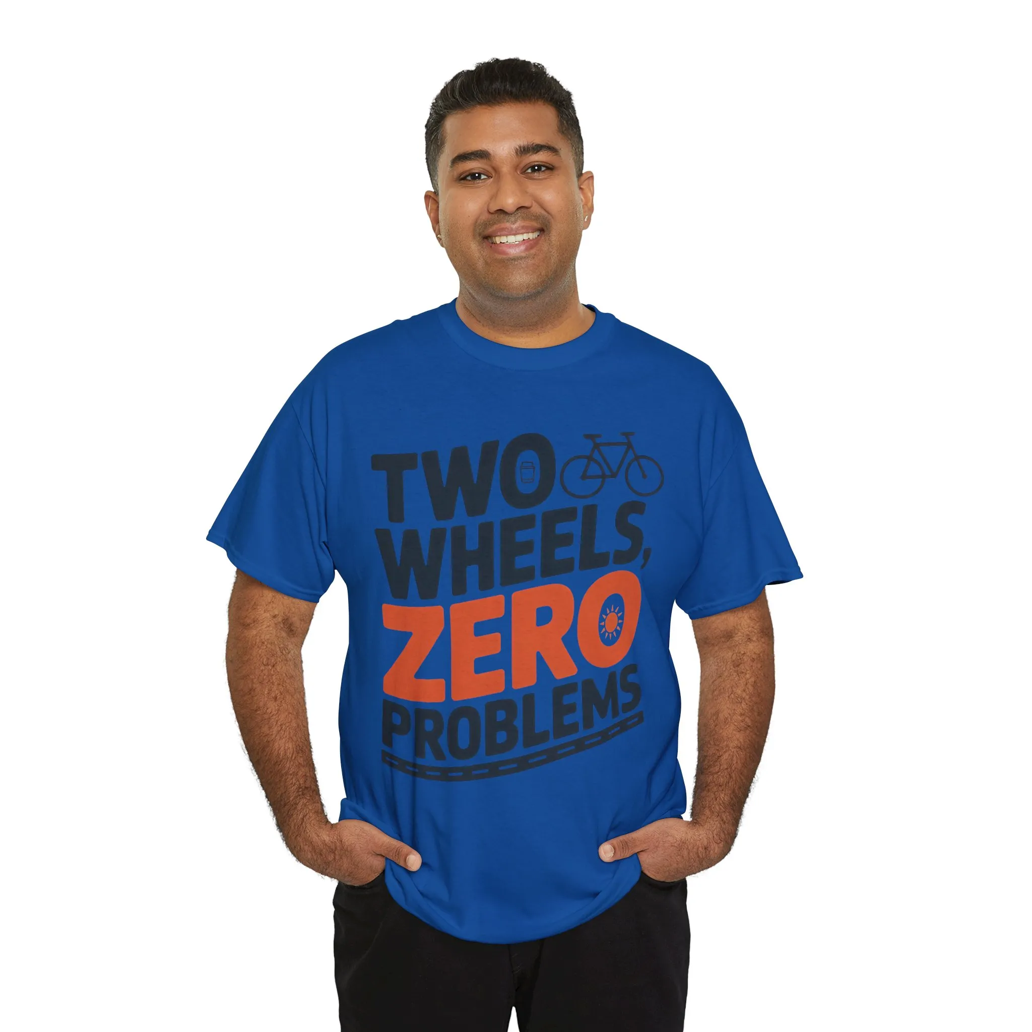 Two Wheels Zero Problems Mens Graphic Biker T-Shirt, Bike Humor Tee, Biker Gift - Image 27