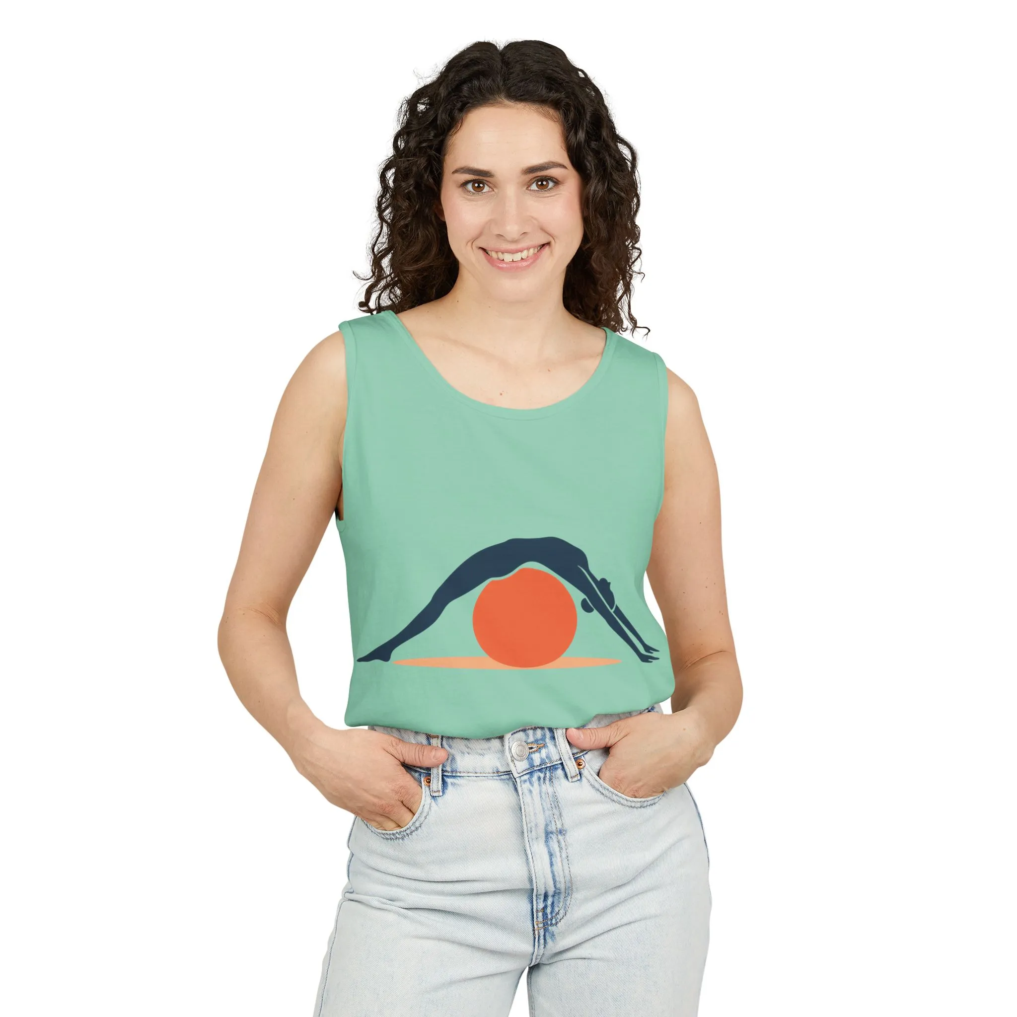 Womens Garment-Dyed Tank Top, Womens Pilates Tank Top, Yoga Fitness Graphic Top, Cute Workout Activewear Shirt - Image 8