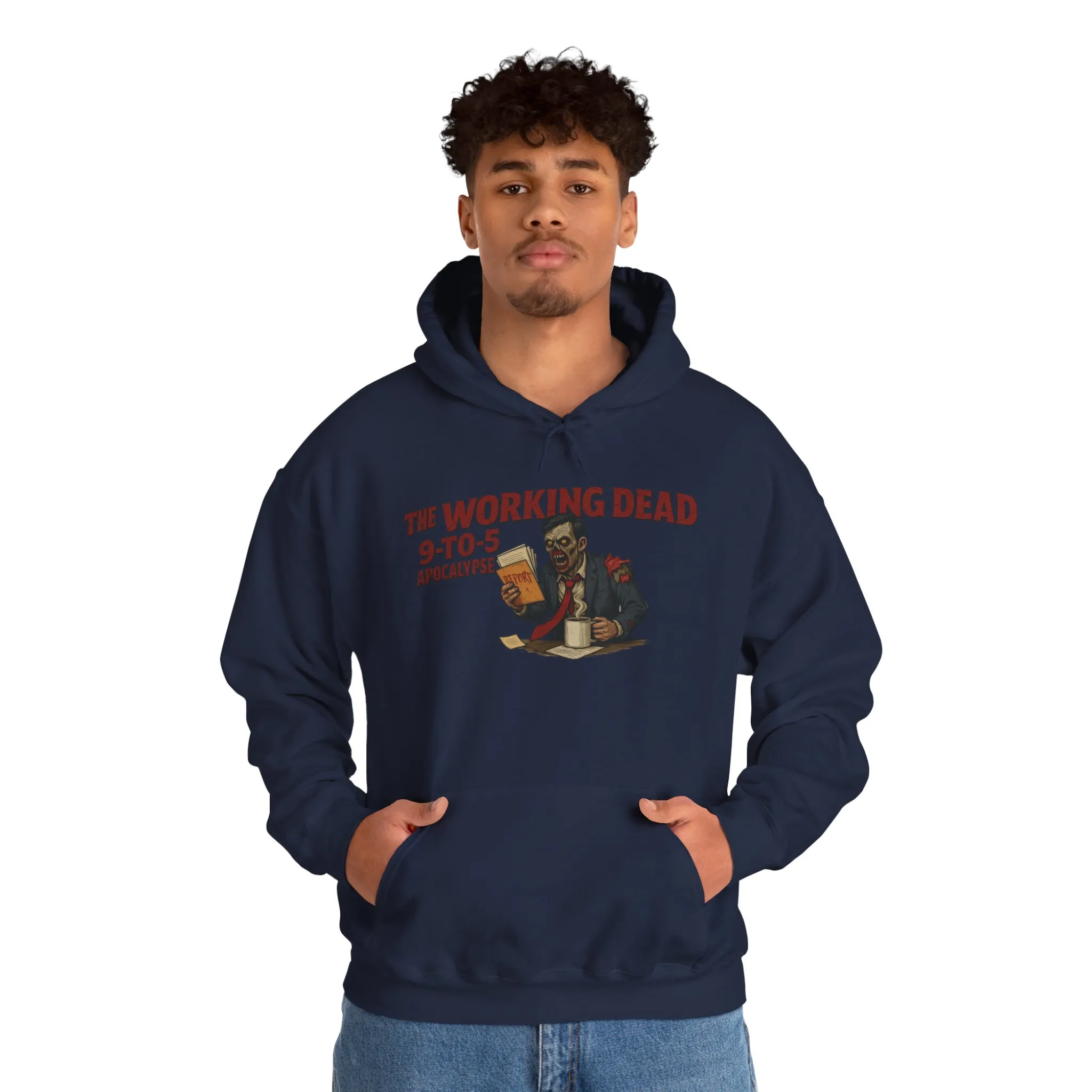 The Working Dead 9-to-5 Apocalypse Hoodie, Men's Horror Office Zombie Sweatshirt, Halloween Zombie Work Top - Image 31