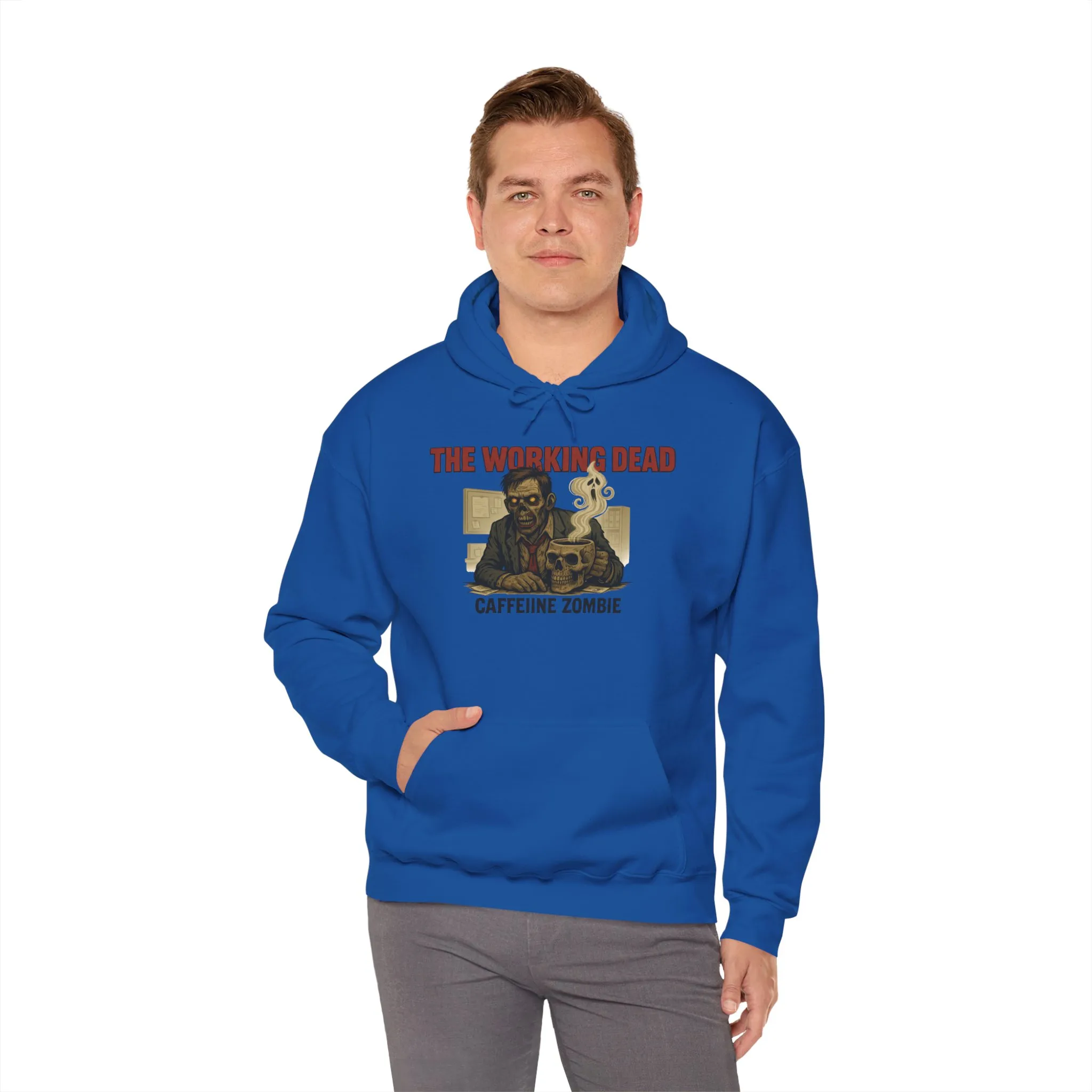 The Working Dead Men's Zombie Hoodie, Funny Office Meeting Sweatshirt, Halloween Zombie Top, Coffee Zombie Hoodie, Halloween Work Top - Image 32